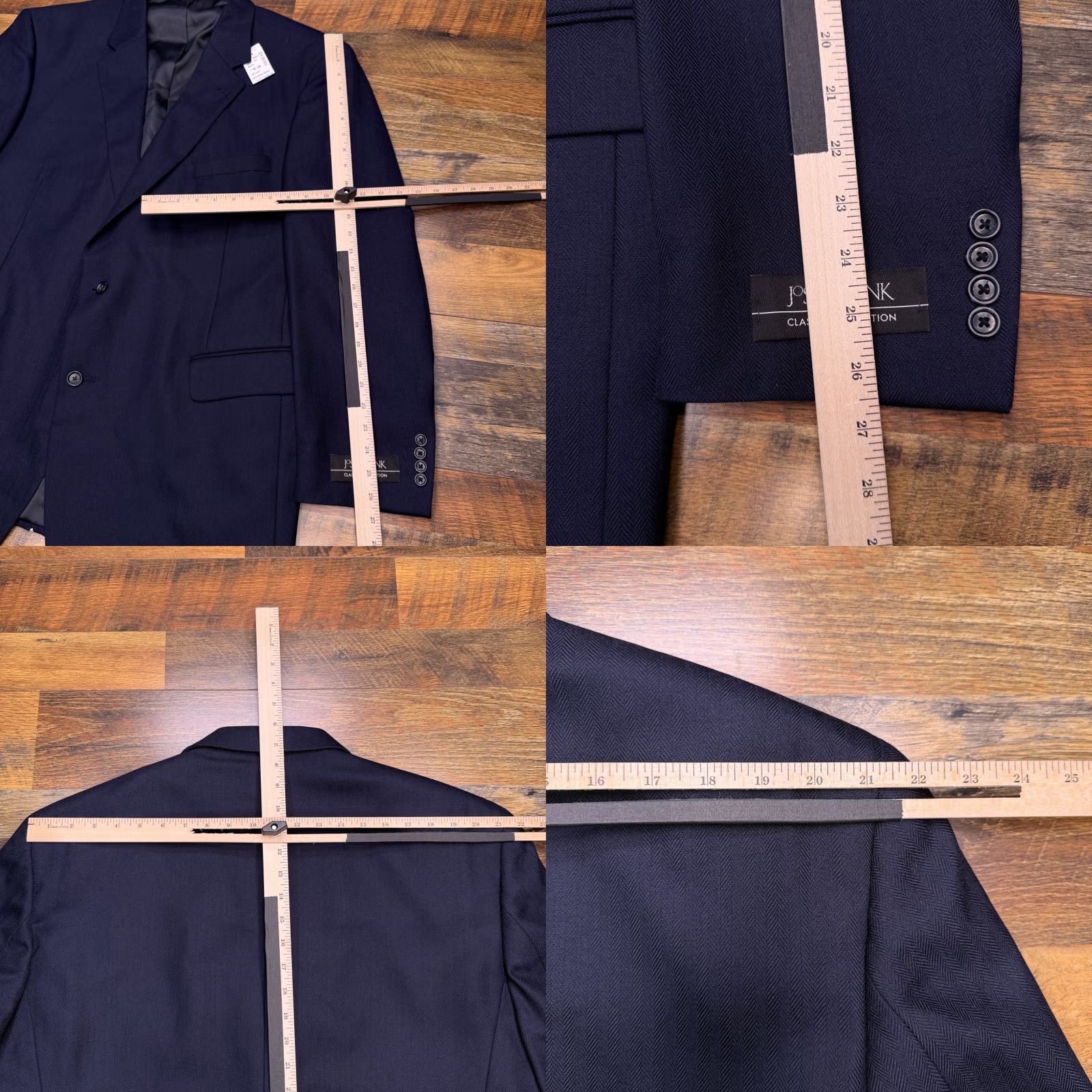 Jos. A. Bank Jos. A. Bank Blazer Men 50 Long Navy Wool Herringbone Classic 2-Button Notch Lapel Wool Lining Tweed Single-Breasted Jacket Coat Indoor Dry Clean Only Size 50R - 9 Thumbnail