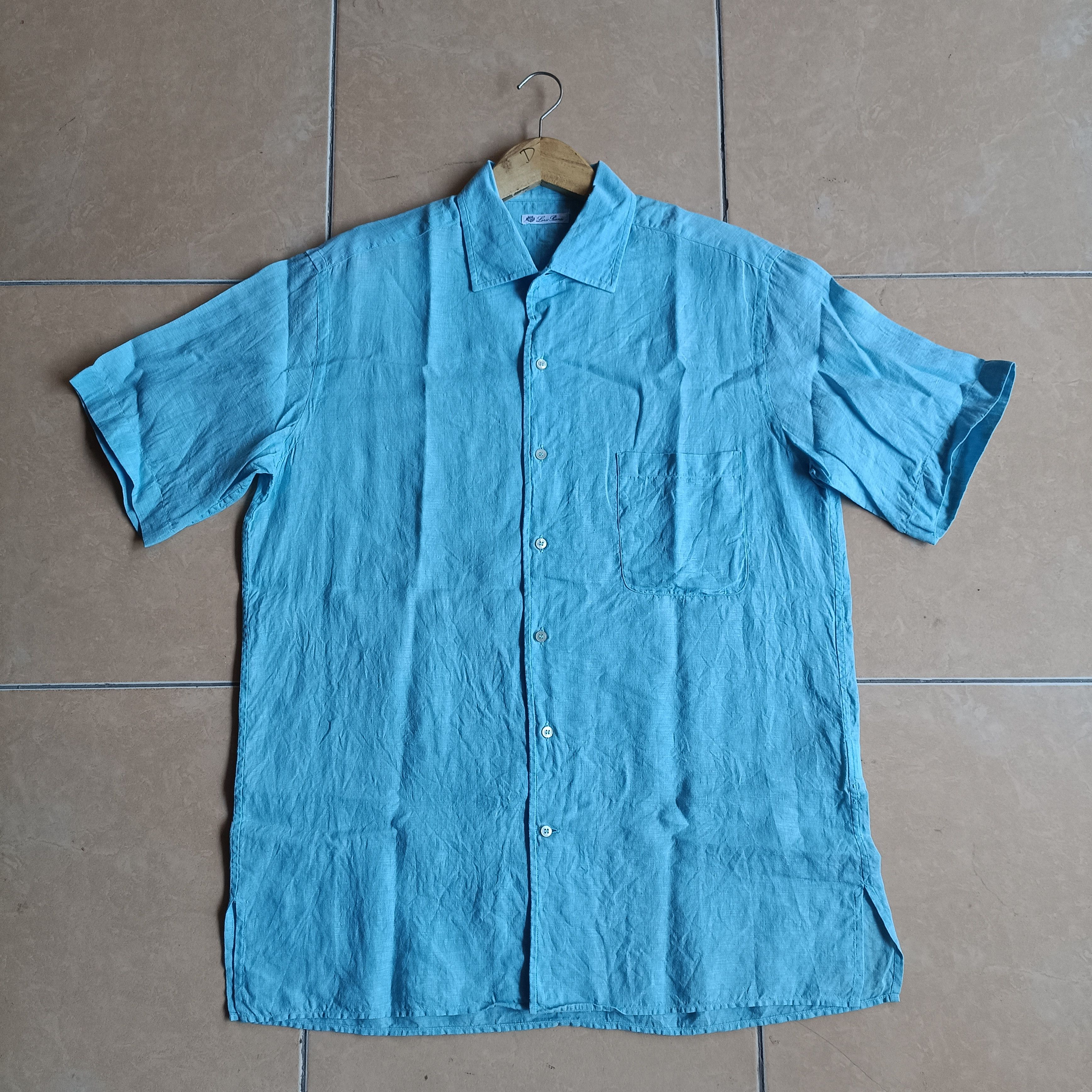 Loro Piana Loro Piana Lino Flax Ocean Blue Shirt Size US L / EU 52-54 / 3 - 1 Thumbnail