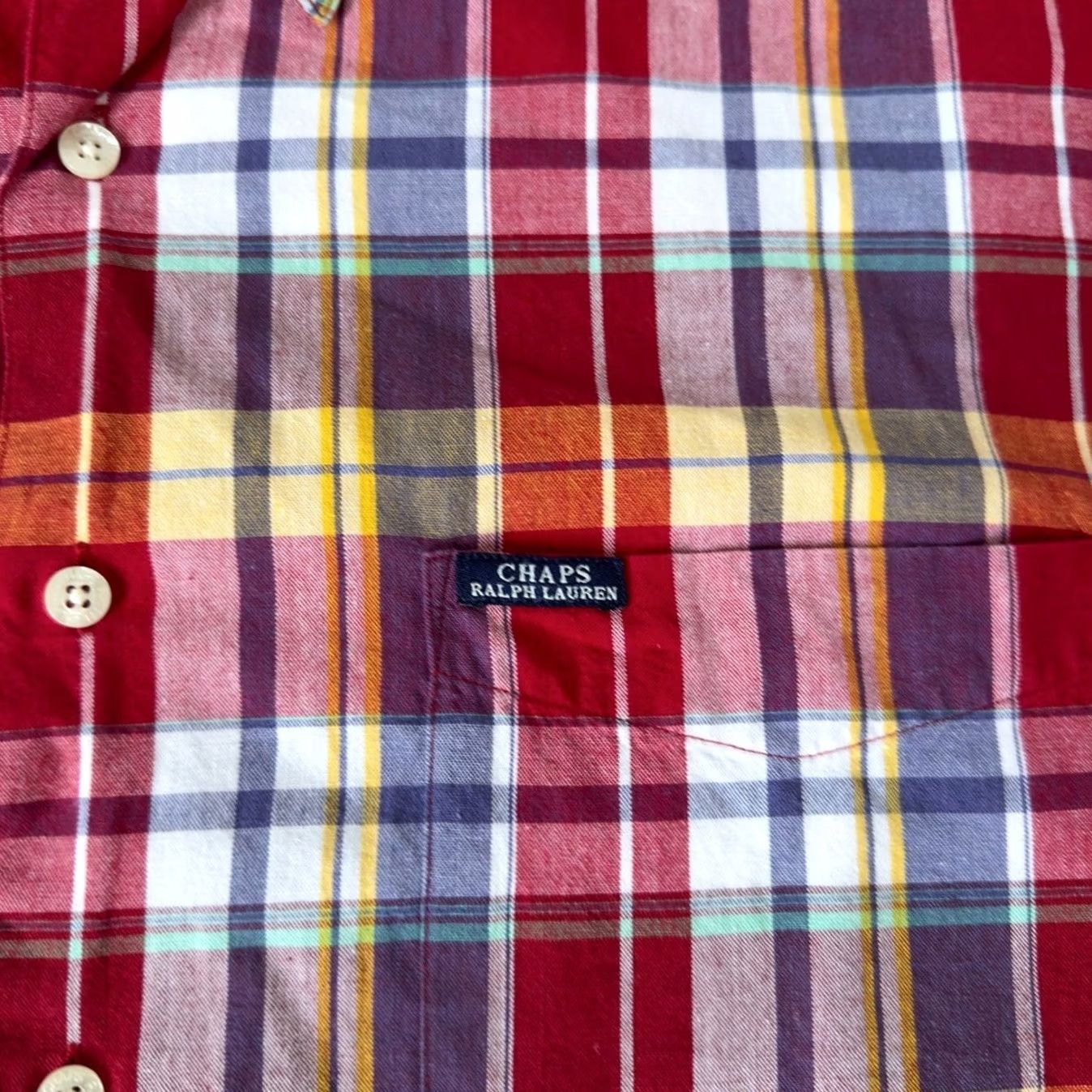 Ralph Lauren VINTAGE Ralph Lauren Chaps Shirt Men L Red Blue Plaid 90s Button-Up Short Sleeve Collared 1A Size US L / EU 52-54 / 3 - 4 Thumbnail