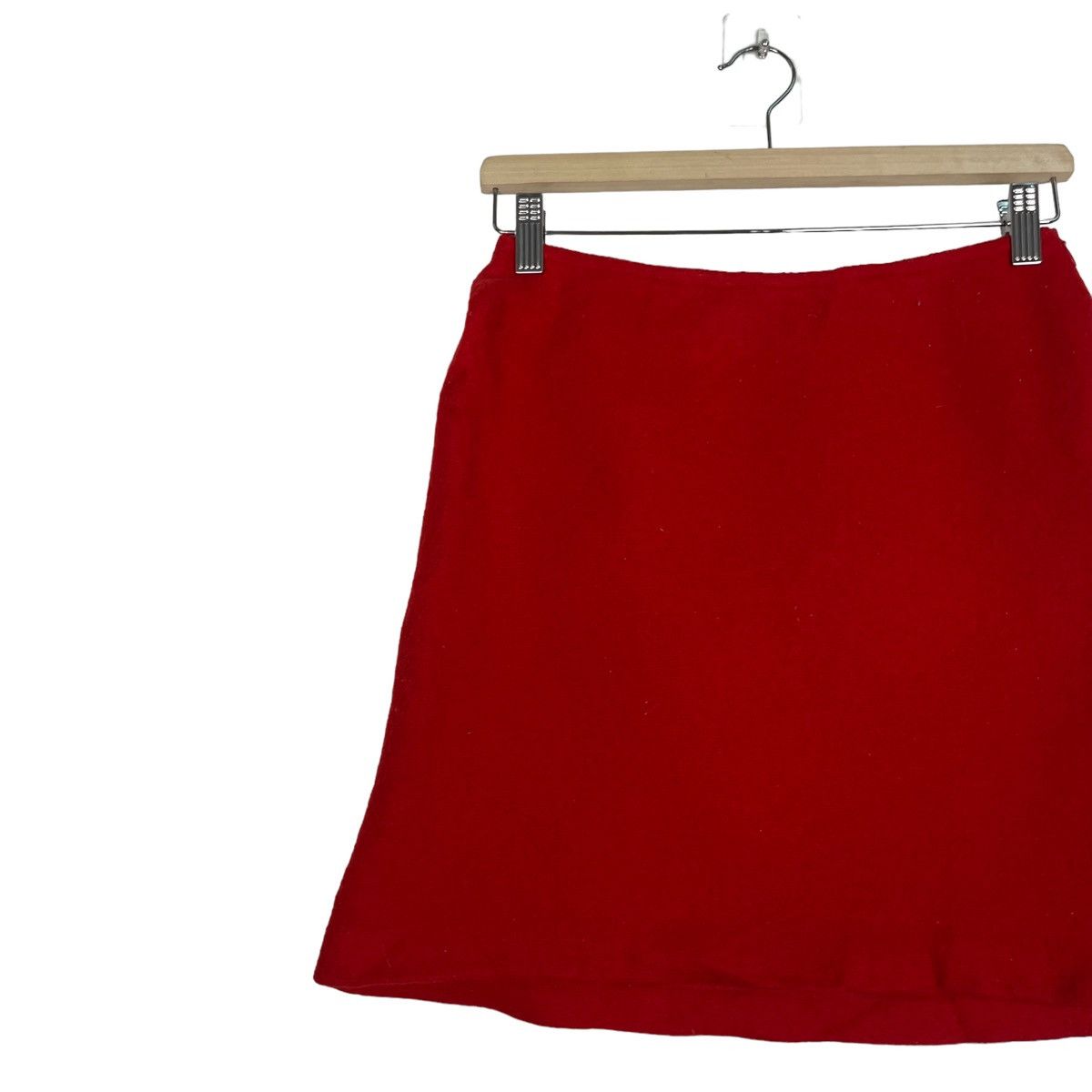 agnes b. 💥AGNES B WOOL RED MINI SKIRT Size 26" / US 2 / IT 38 - 3 Thumbnail