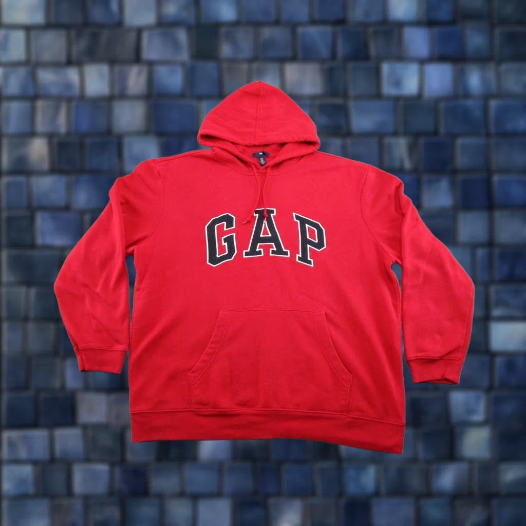Gap VTG GAP Pullover Hoodie Mens XL Red Crew Neck Fleece Cotton Baggy 90s Skater Sports All Seasons Hooded Size US XL / EU 56 / 4 - 1 Thumbnail