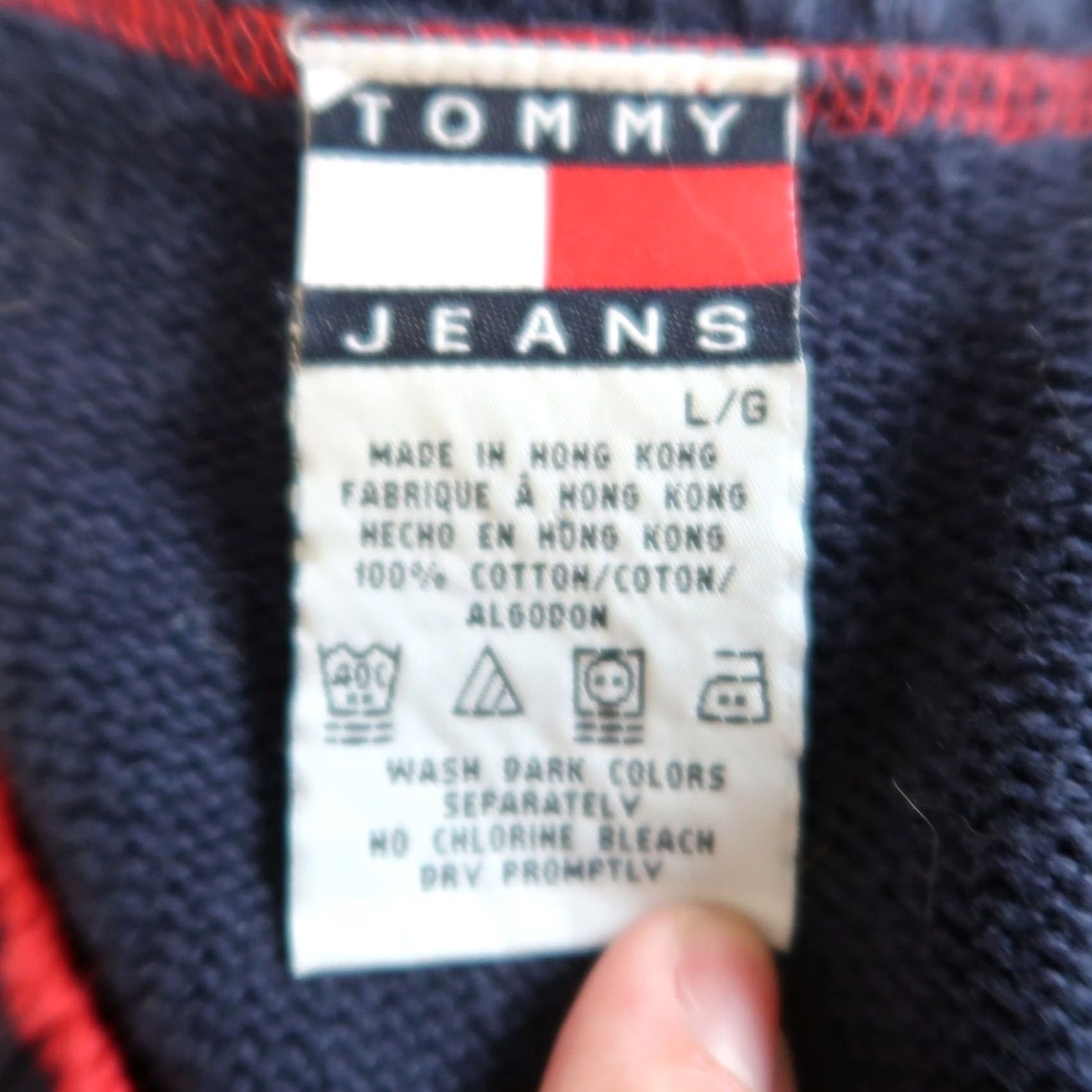 Tommy Hilfiger VINTAGE Tommy Hilfiger Sweater Dress Navy Blue Red Stripe 90s Cotton Knit Sleeveless Knee Length L Womens Size L / US 10 / IT 46 - 6 Thumbnail