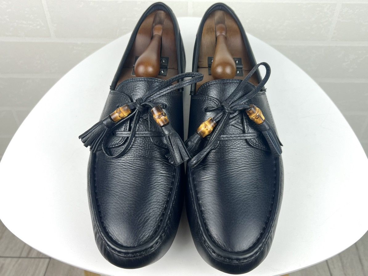 Gucci GUCCI Loafers Leather Shoes Laces Tassels Bamboo Navy Men's Size US 9.5 / EU 42-43 - 7 Thumbnail