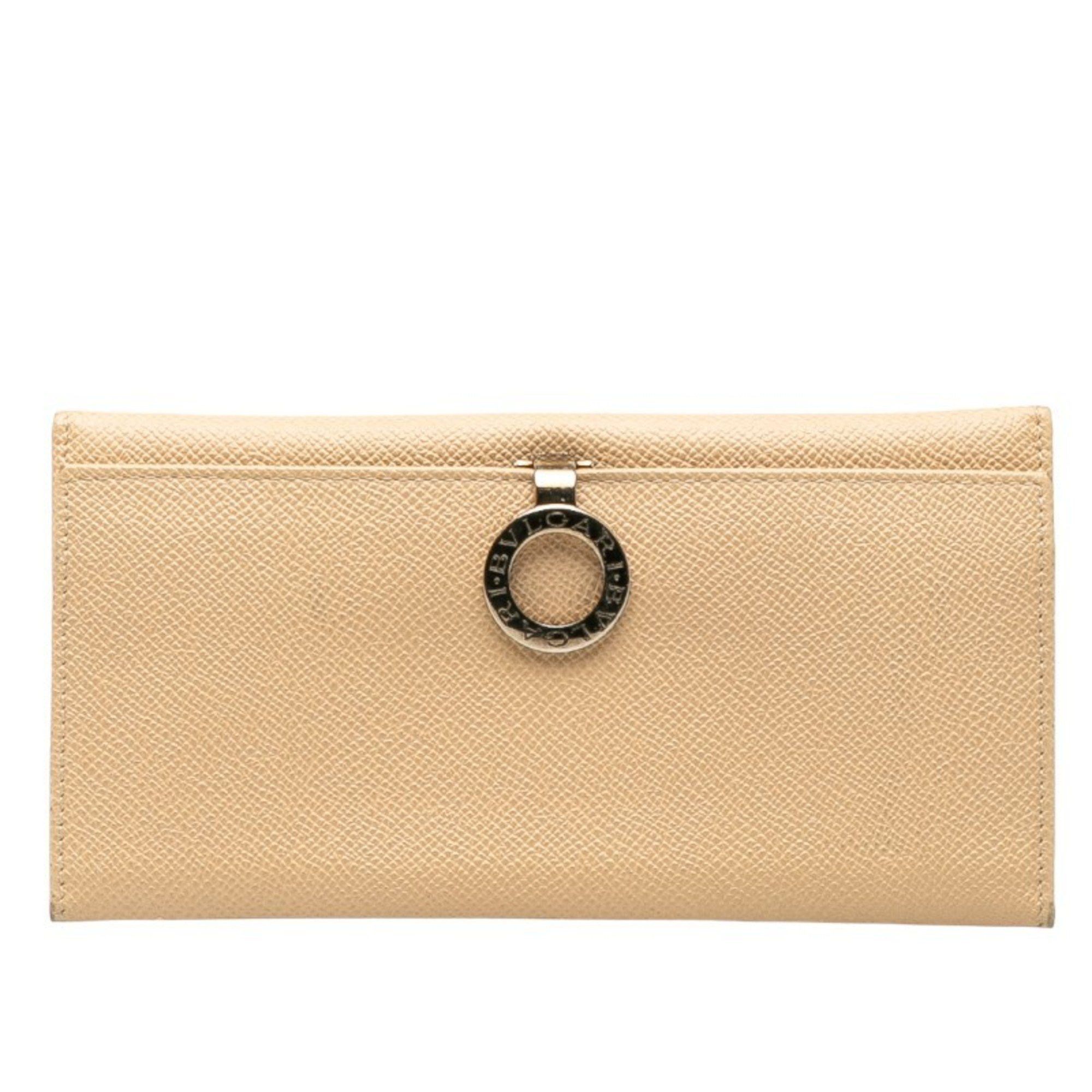 Bvlgari BVLGARI Clip Large Bi-fold Wallet Long Beige Leather Women's Size ONE SIZE - 1 Thumbnail