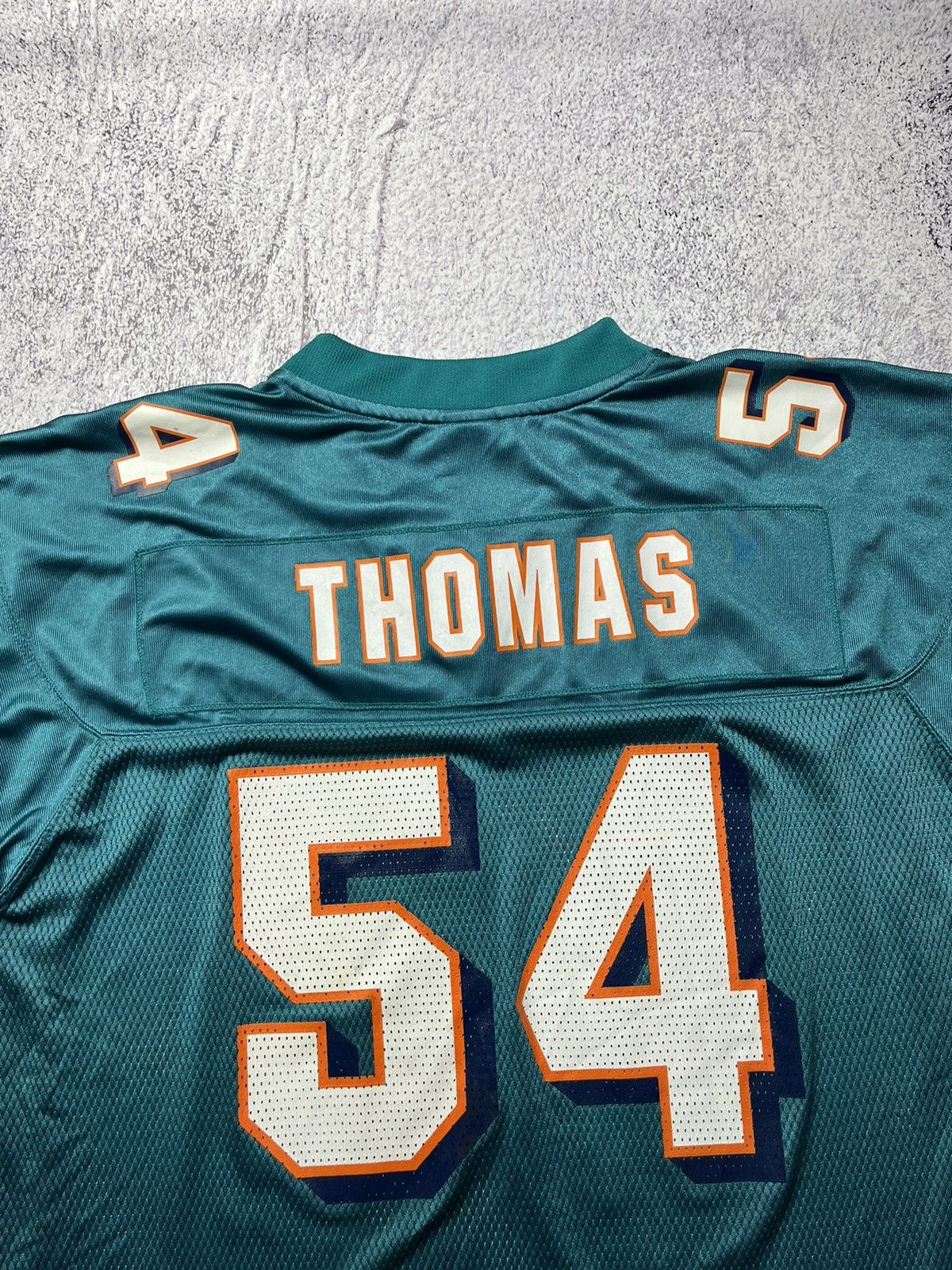 NFL Vintage REEBOK Miami Dolphins Thomas #54 Teal NFL Jersey Size US L / EU 52-54 / 3 - 17 Thumbnail