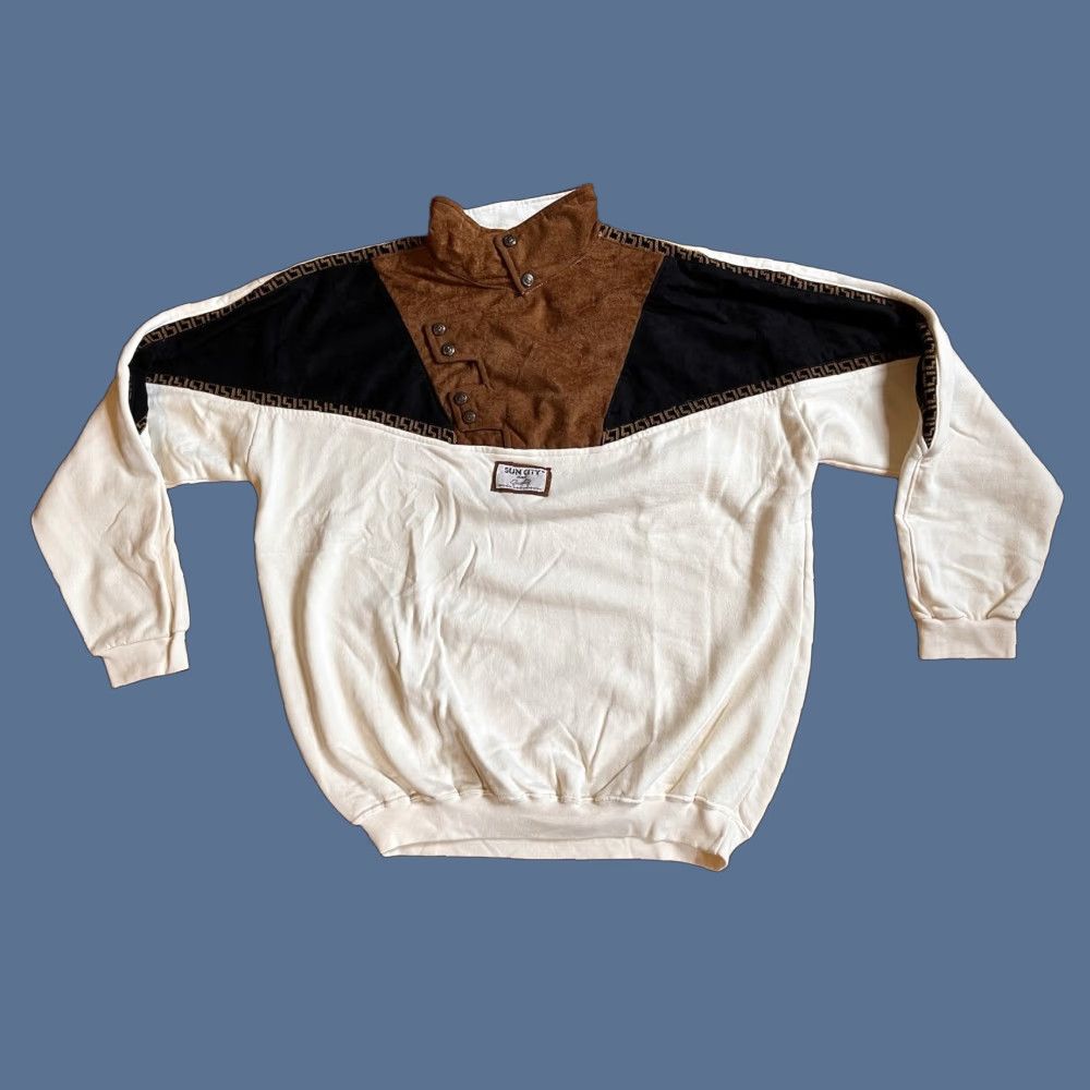 Vintage VINTAGE Sun City Paris Asymmetrical Button Sweater Men’s XL White Brown 90s Size US XL / EU 56 / 4 - 1 Thumbnail