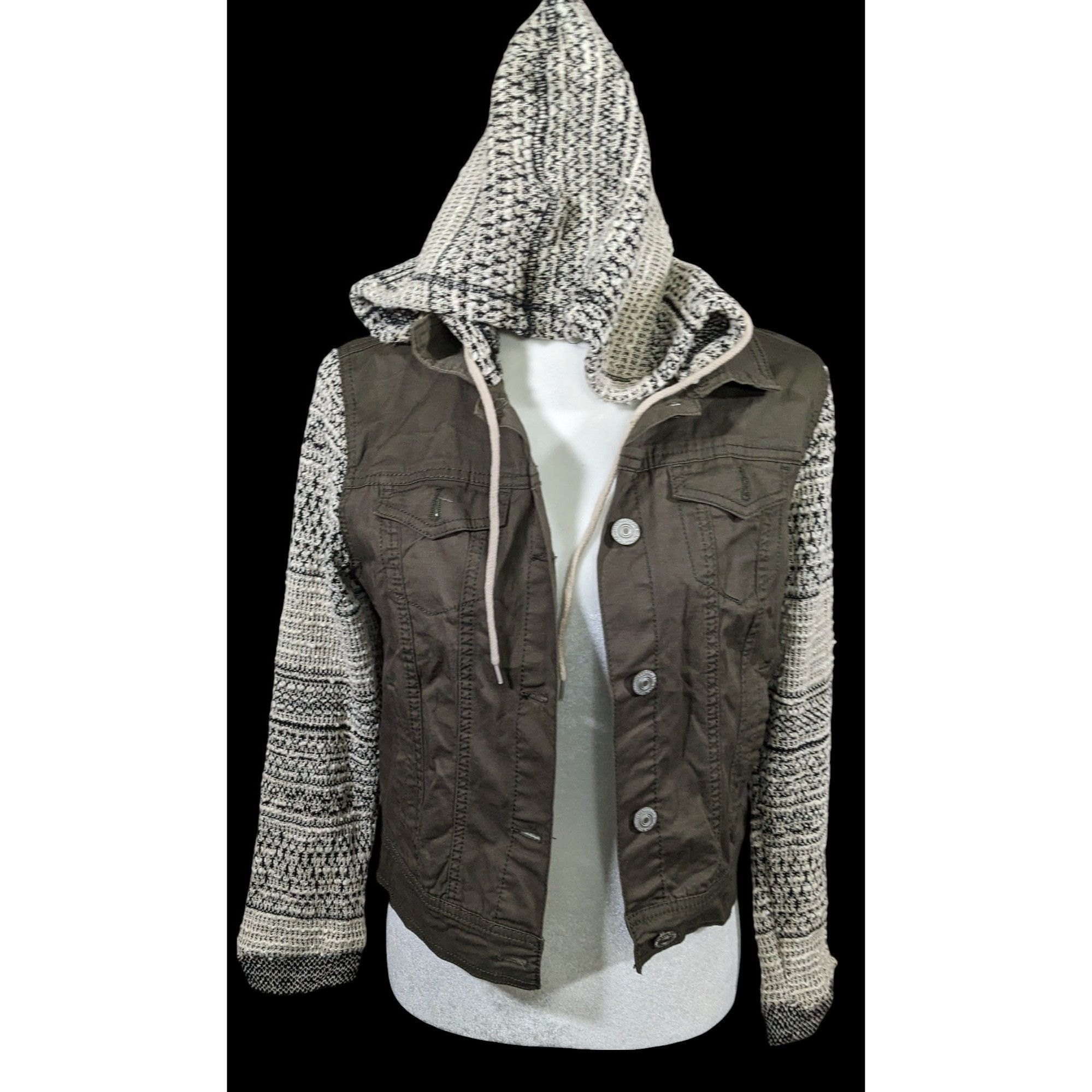 Other 90s Grunge Style Green And Grey Hooded Jacket by Wallflower Size M / US 6-8 / IT 42-44 - 1 Thumbnail