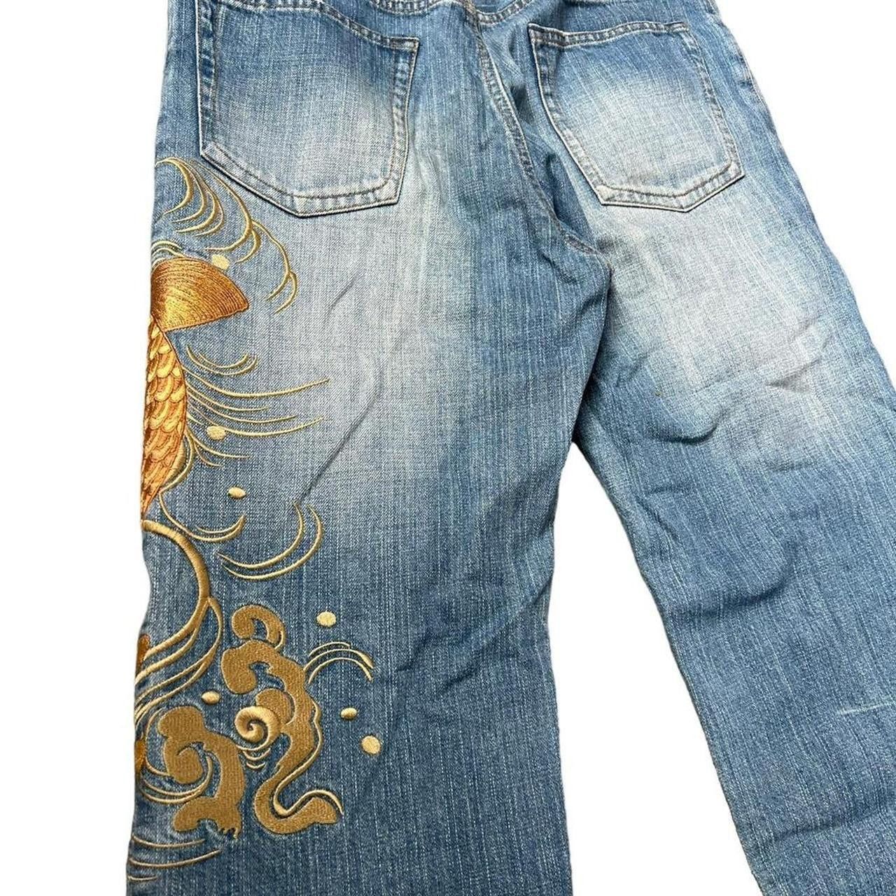 Karakuri Tamashii Karakuri Tamashii Embroidered Koi Japanese Jeans - Waist 33 Size US 33 - 5 Thumbnail