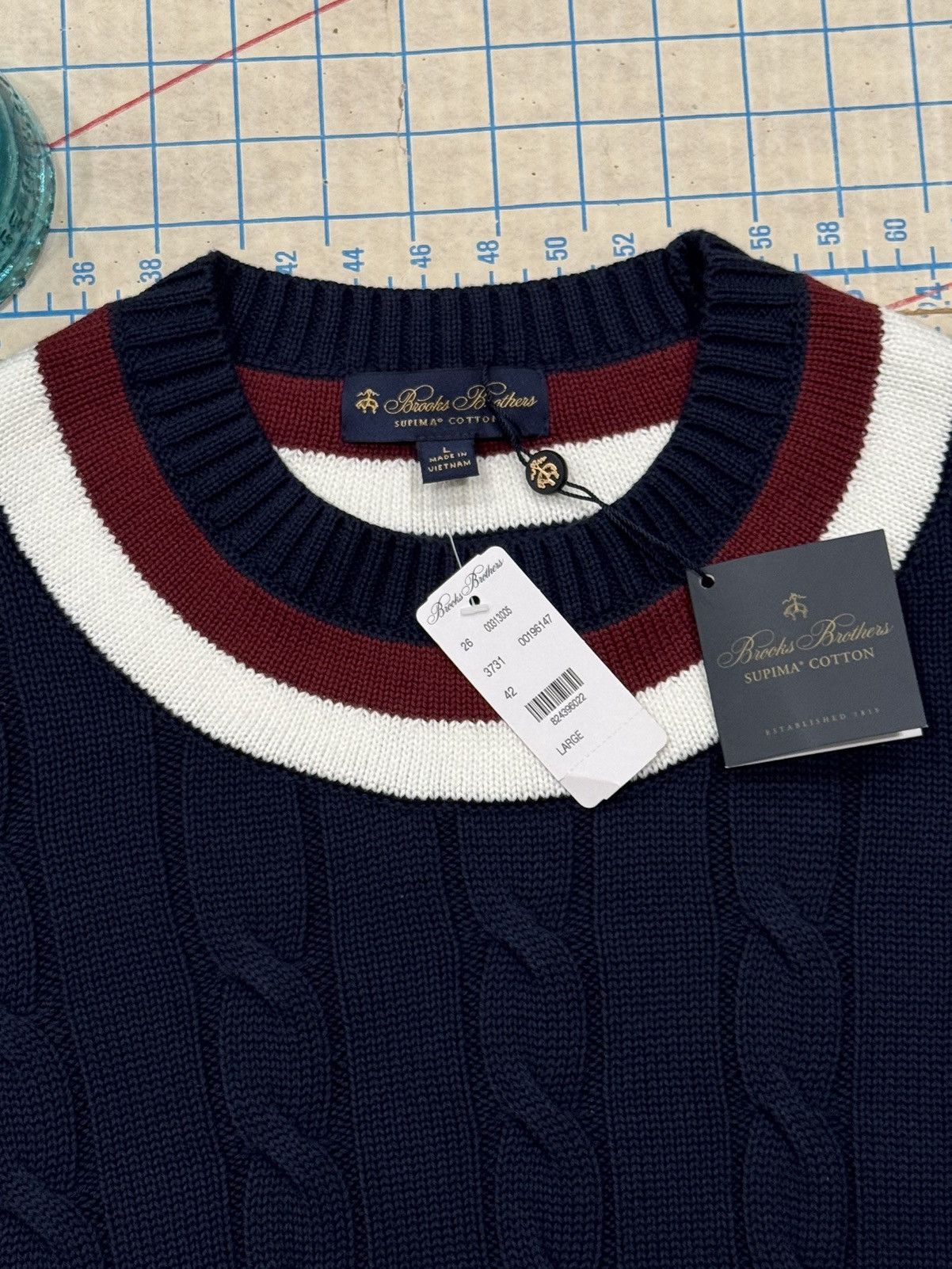 Brooks Brothers NWT Brooks Brothers Supima Cotton Cable Knit Sweater Large Size US L / EU 52-54 / 3 - 5 Thumbnail