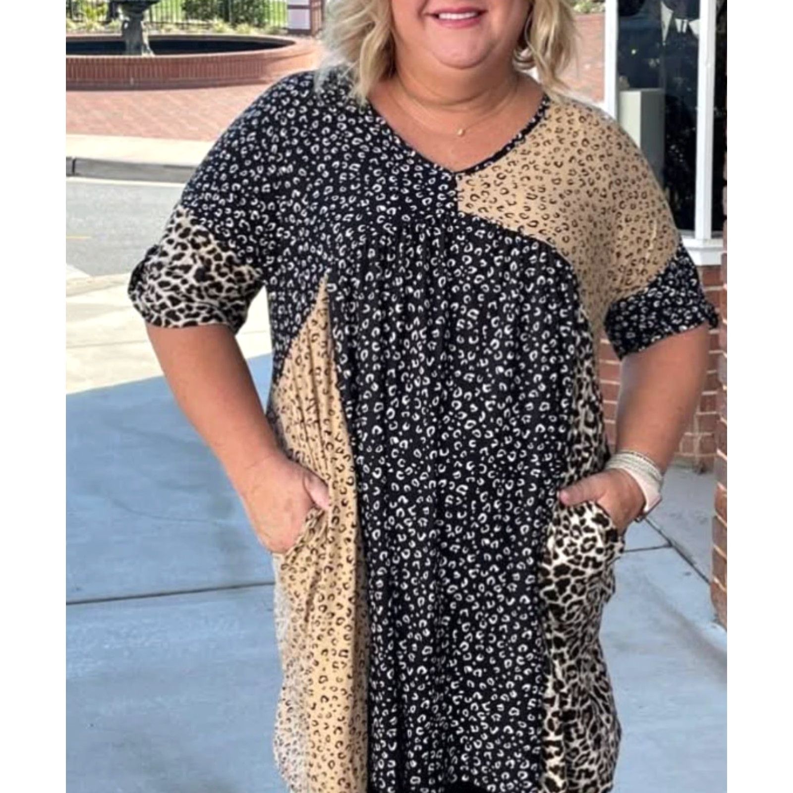 Vintage Haptics Dress Women's Size 1X Short Sleeved Tunic Animal Print Oversized Blouse Size XL / US 12-14 / IT 48-50 - 2 Thumbnail