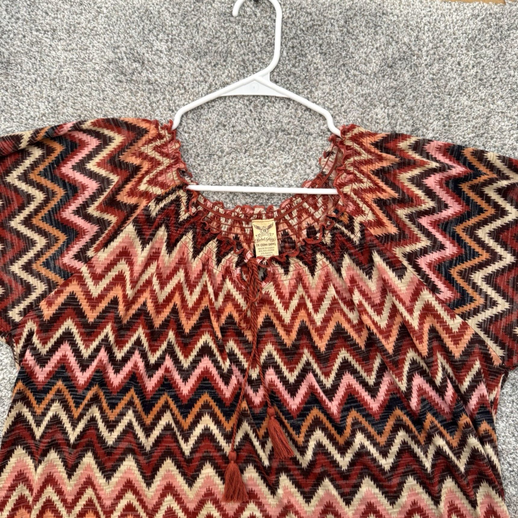 Faded Glory VINTAGE Faded Glory Blouse Plus 3X Retro 70s Chevron Stripe Southwestern Groovy Boho Hippie Womens Size XXL / US 16-18 / IT 52-54 - 6 Thumbnail
