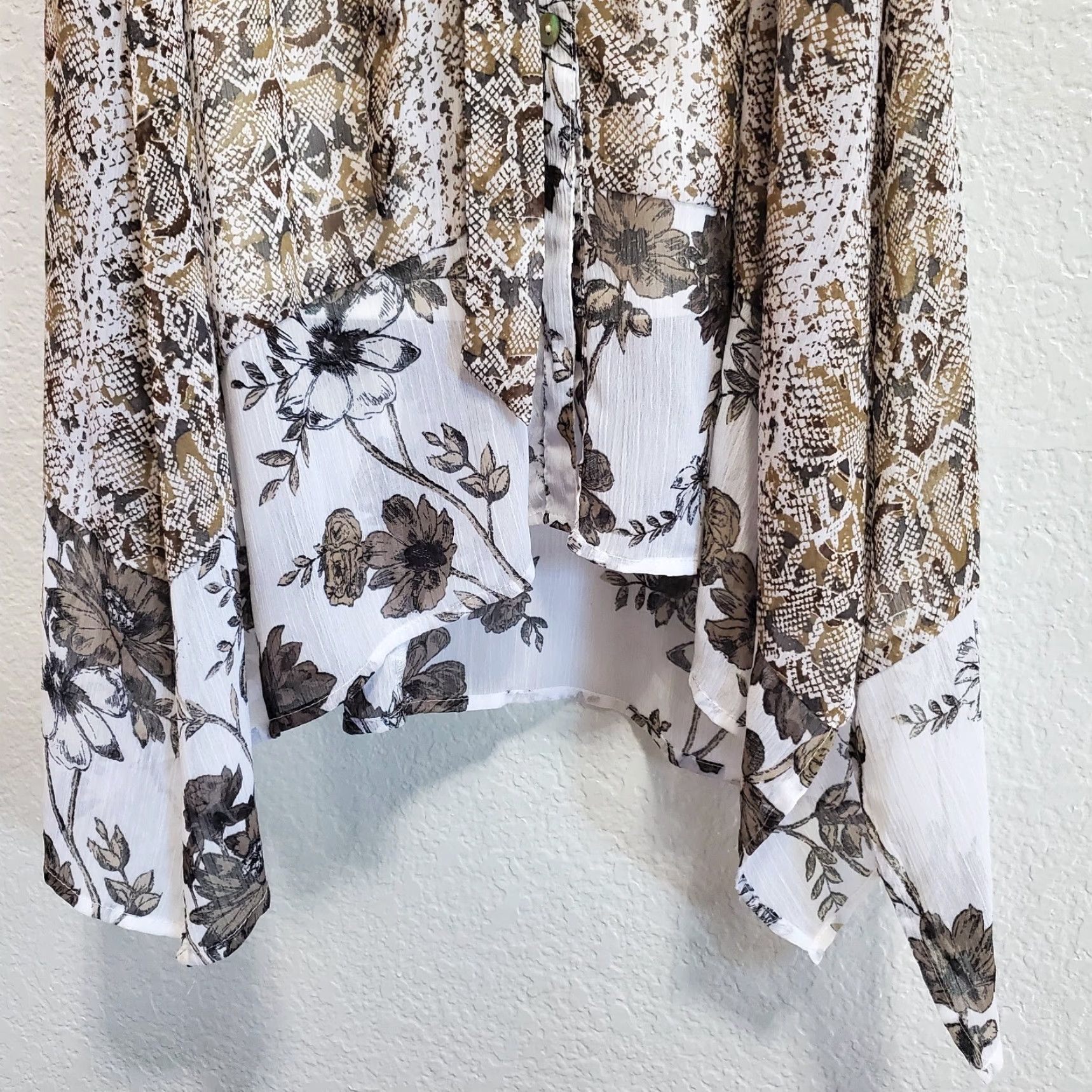 Vintage Fig & Flower Dress Women L Brown Animal Floral Print Button Front Belted Western Dress Size L / US 10 / IT 46 - 7 Thumbnail