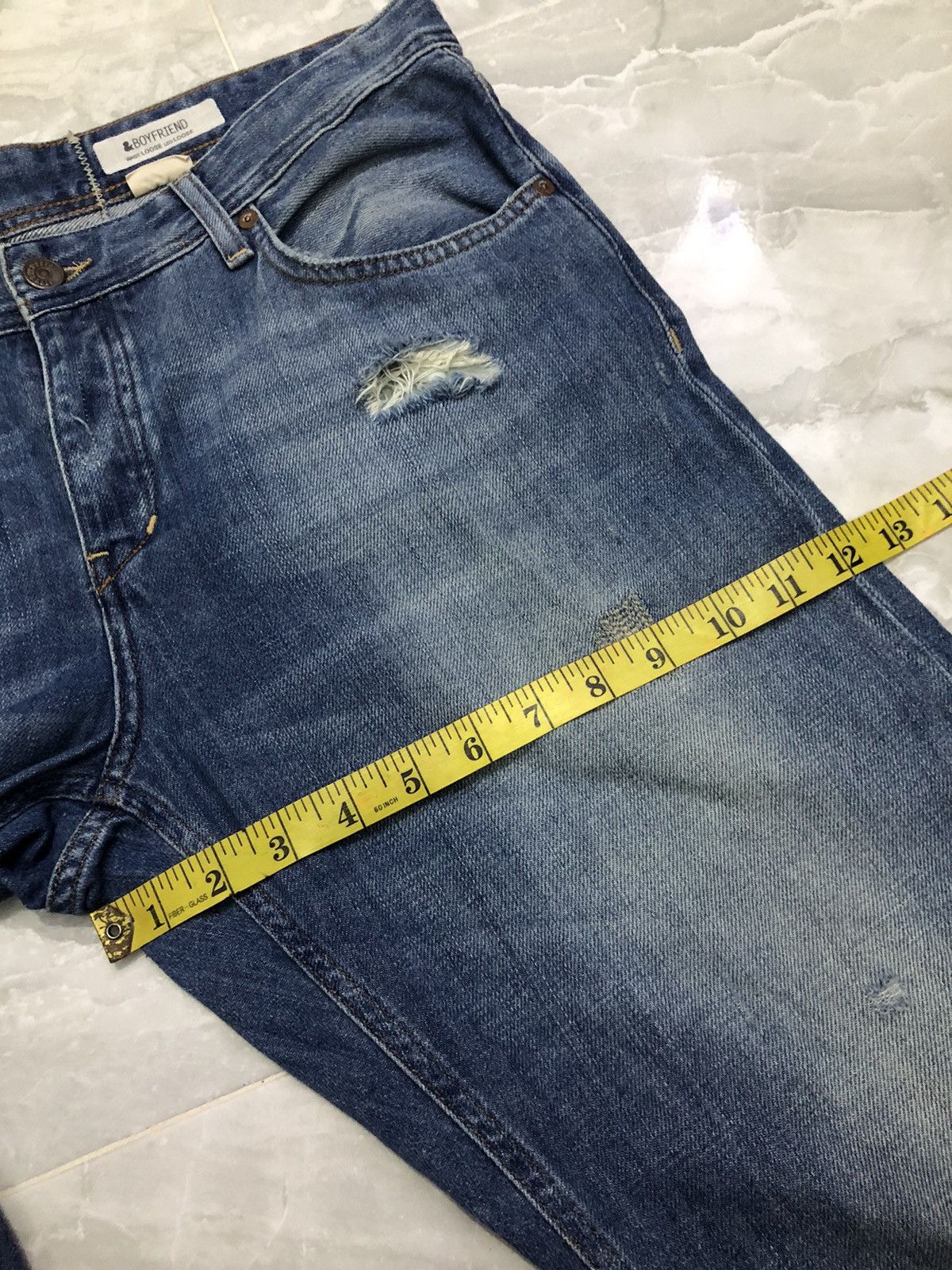 H&M H&M Boyfriend Distressed Boro Stitch Jeans Size US 35 - 21 Thumbnail