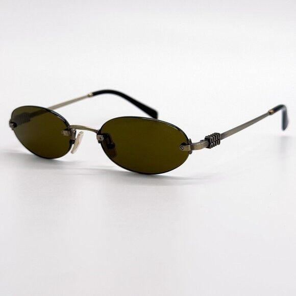 Miu Miu NEW MIU MIU SUNGLASSES MUA54S 26C09Z OVAL GOLD WOMEN MU A54S Size ONE SIZE - 3 Thumbnail