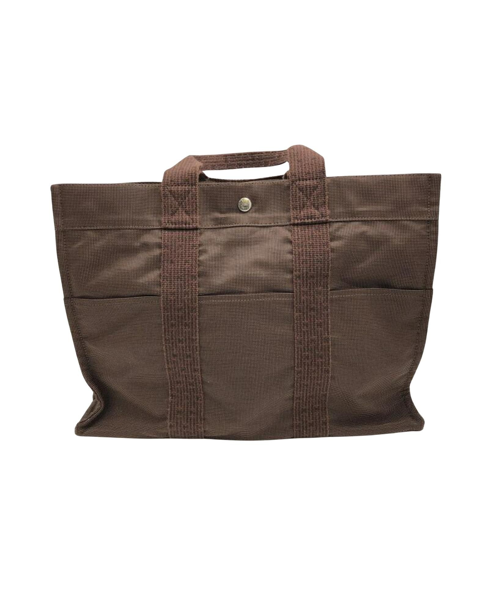 image of Hermes Canvas Tote Bag in Brown, Women's