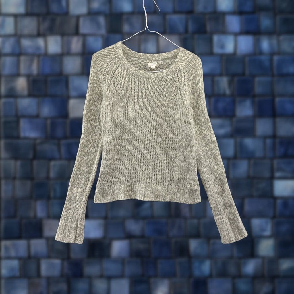 American Eagle Outfitters VINTAGE American Eagle Outfitters Green Rabbit Wool Hair Blend Knit Sweater Shirt Women L Crew Neck Sheer Pullover Size L / US 10 / IT 46 - 1 Thumbnail