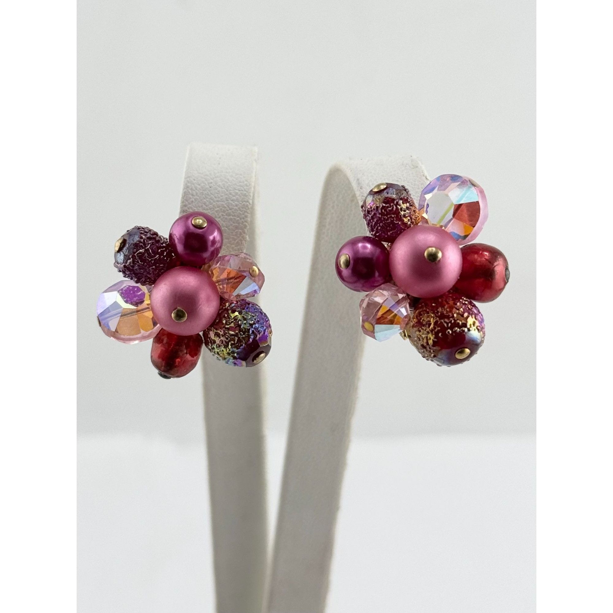 Vintage Vintage Vendome Pink Art Glass Crystal Earrings Size ONE SIZE - 6 Thumbnail