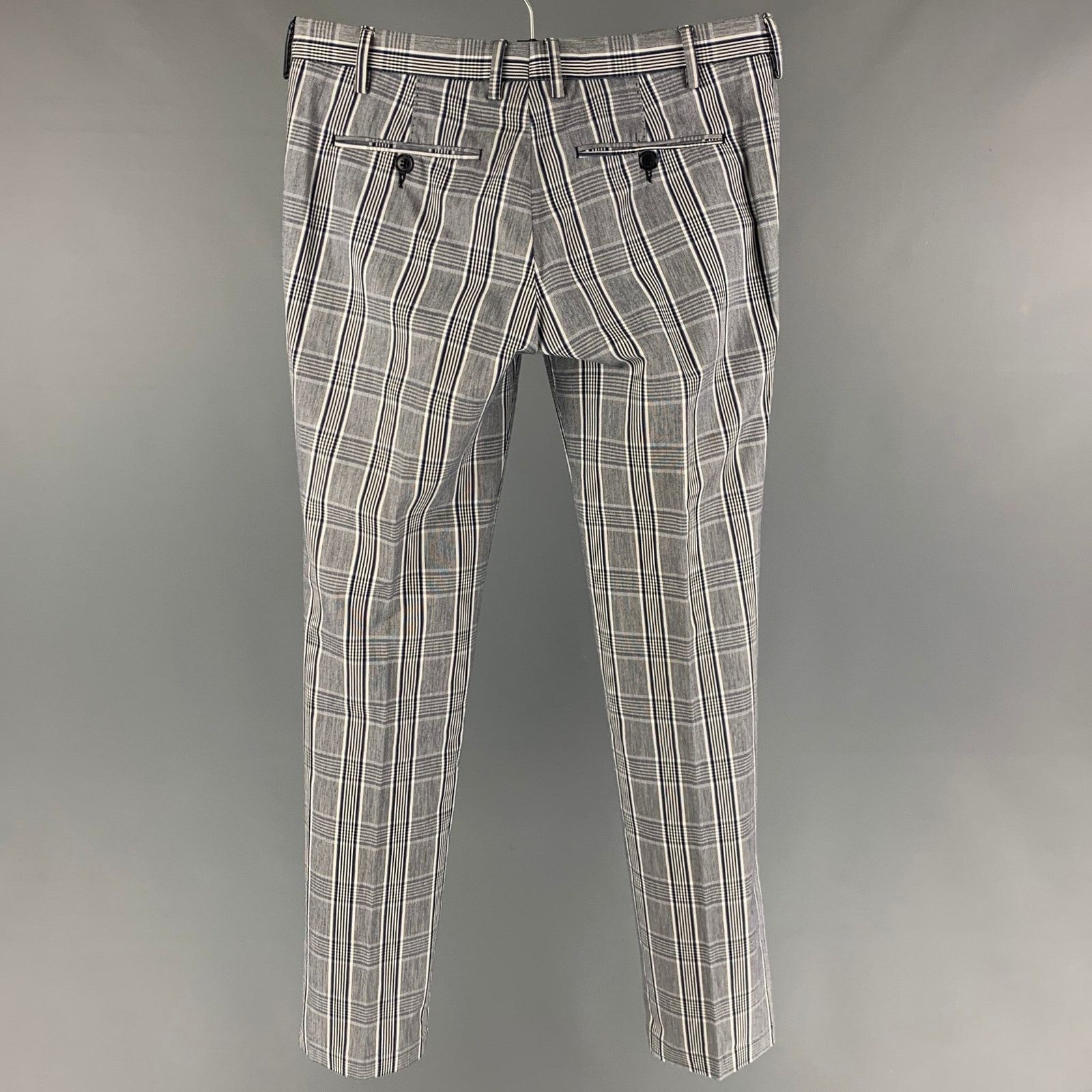 Other Navy White Plaid Cotton Polyester Zip Fly Pants Size US 29 - 2 Thumbnail