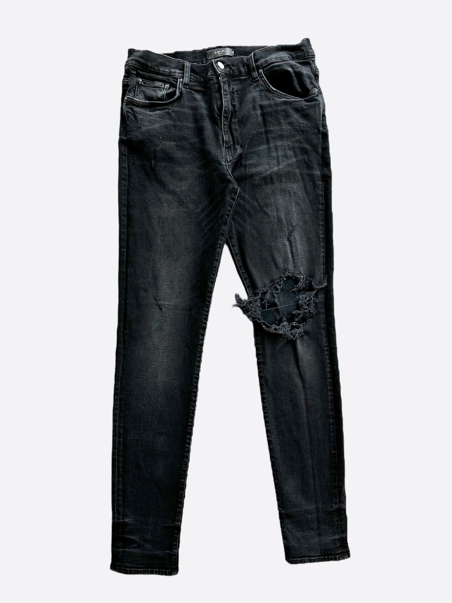 Amiri Amiri Washed Black Distressed Knee Jeans Size US 36 / EU 52 - 1 Thumbnail