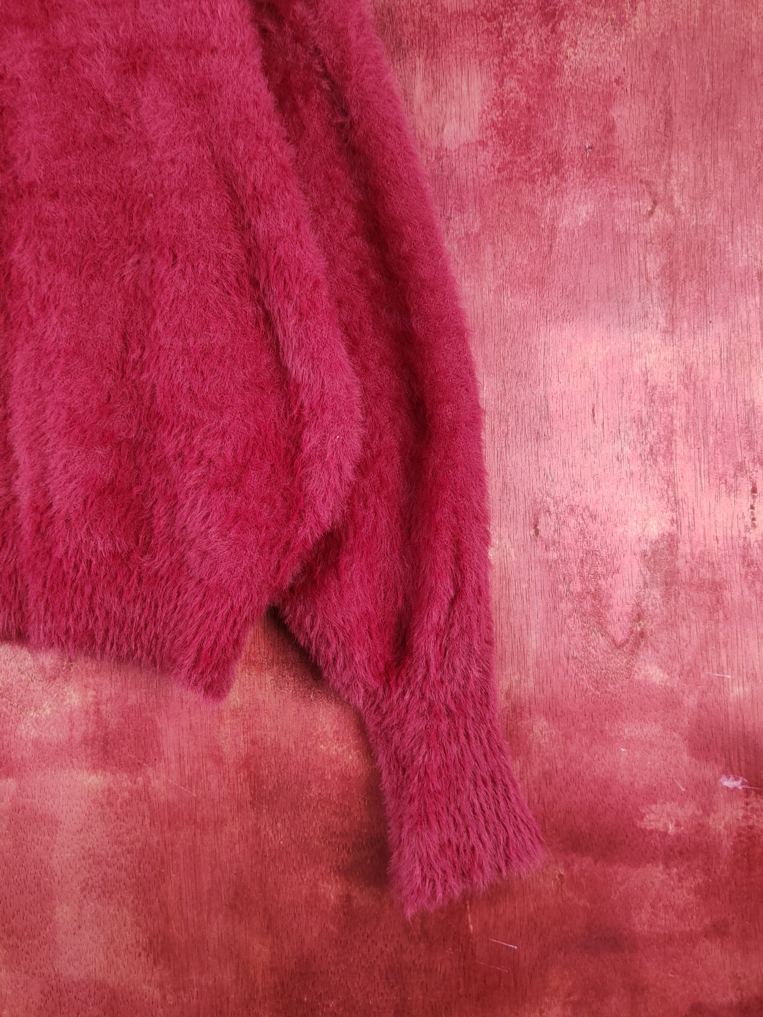 Homespun Knitwear Earth Music & Ecology Maroon Fur Mohair Knitwear #S2078 Size US M / EU 48-50 / 2 - 6 Thumbnail