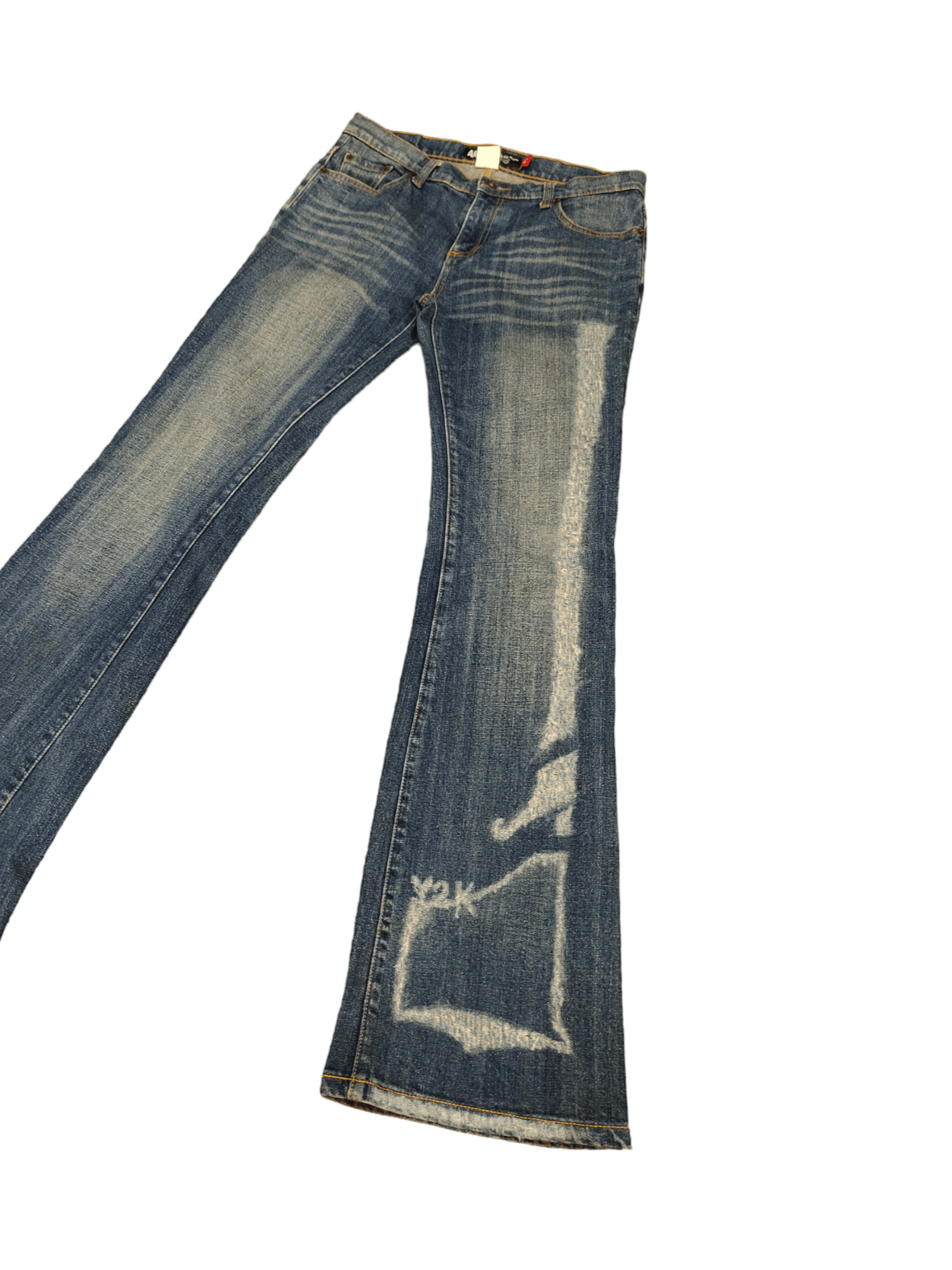 image of If Six Was Nine x Le Grande Bleu L G B Flare Jeans A&d Distressed Denim Boot Cut Y2K Goa (Size 29)