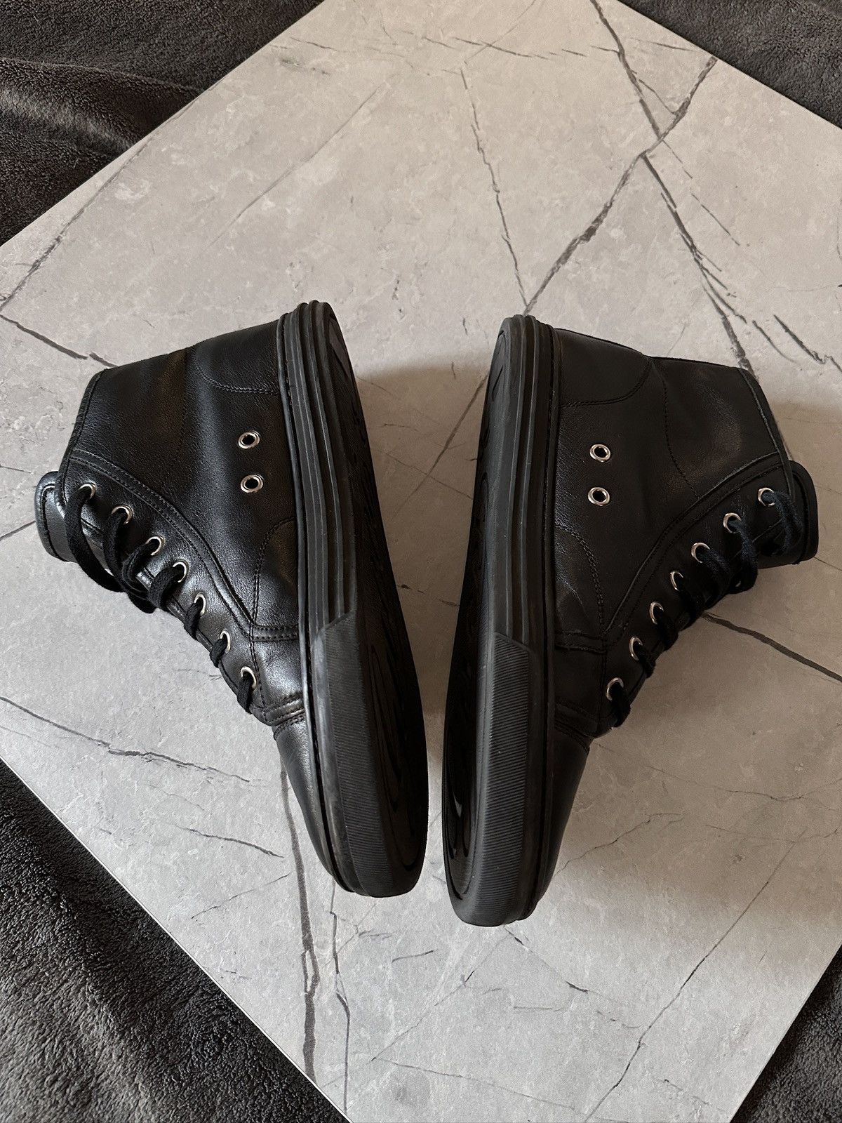 Gucci Gucci Men’s Black Leather Sneakers 423299 - Size 38 EU Rare Size US 6 / EU 39 - 7 Thumbnail
