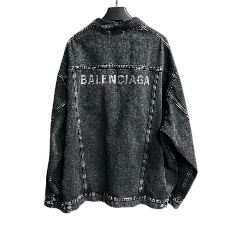 Balenciaga Balenciaga Black Gray Logo Denim Jacket | Grailed