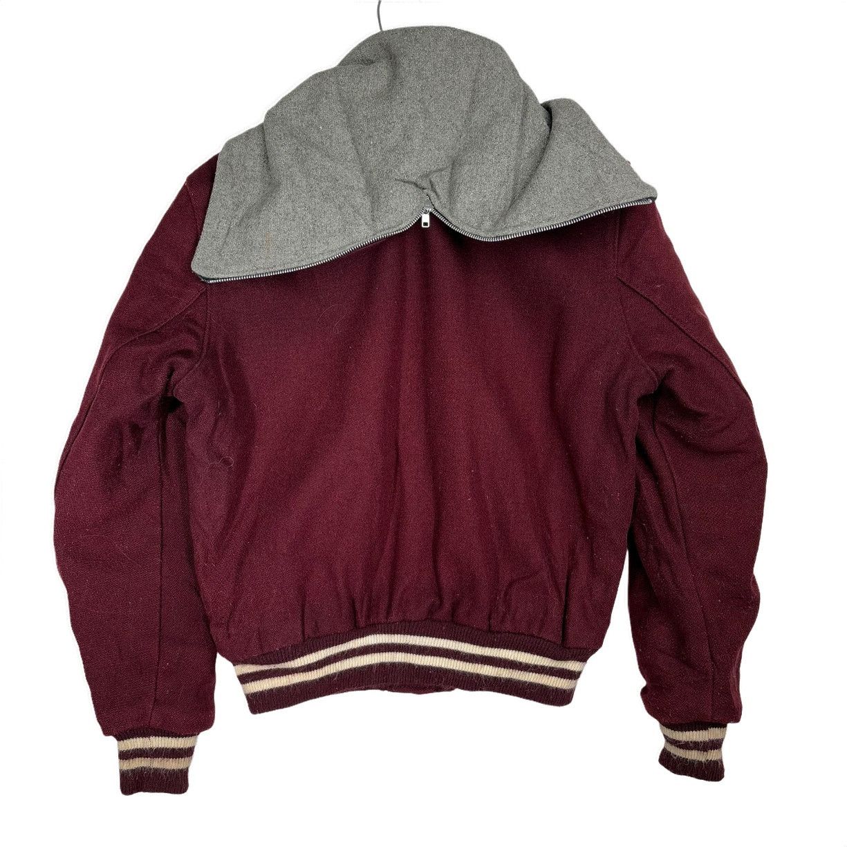 Vintage Vtg 90s DeLong USA Wool Varsity Jacket Zipper Sailor Hood 38 Size US M / EU 48-50 / 2 - 2 Thumbnail