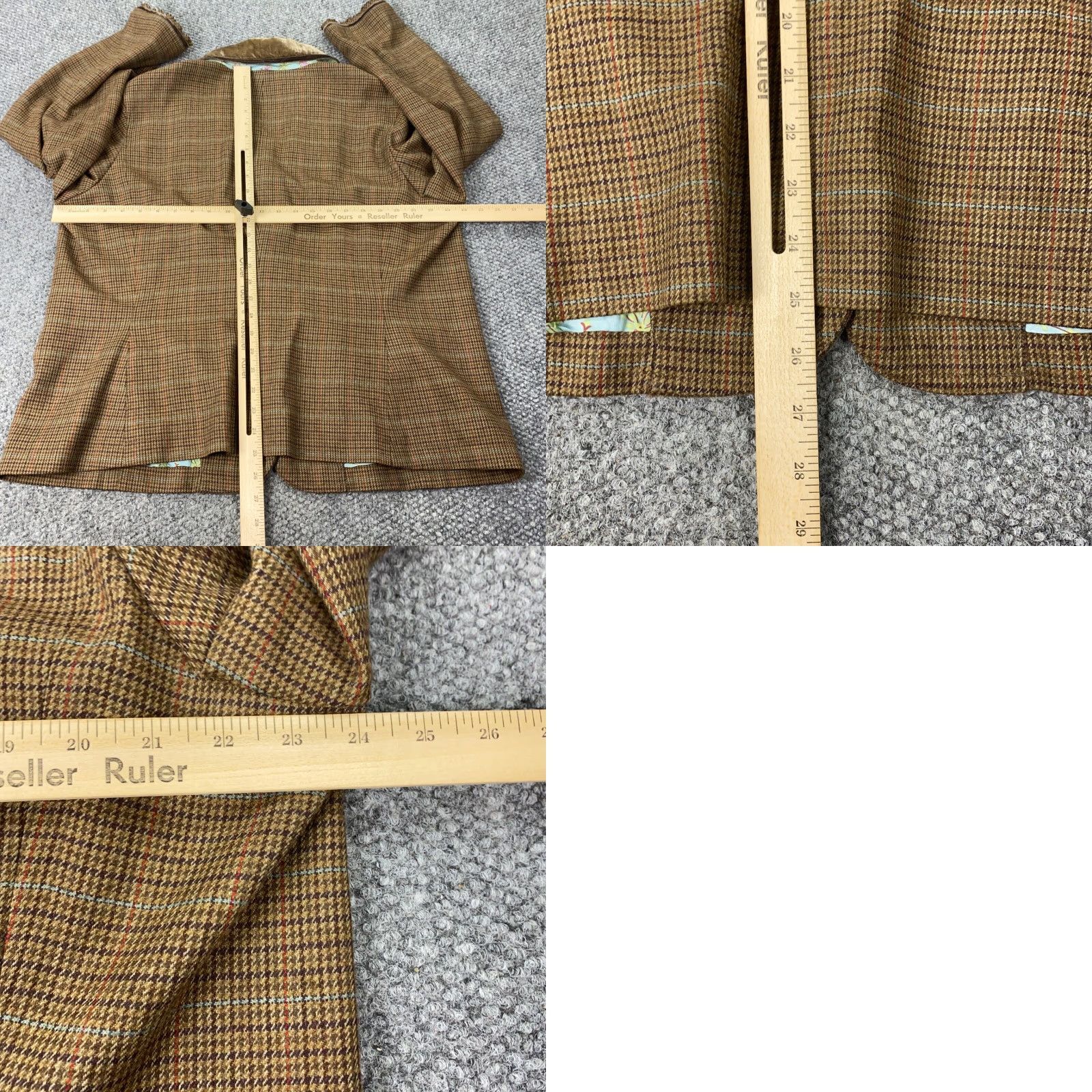 J. Jill J Jill Blazer Womens Size 20 Brown Houndstooth Plaid Wool Blend Stretch Lined Size 3XL / US 20-22 - 9 Thumbnail