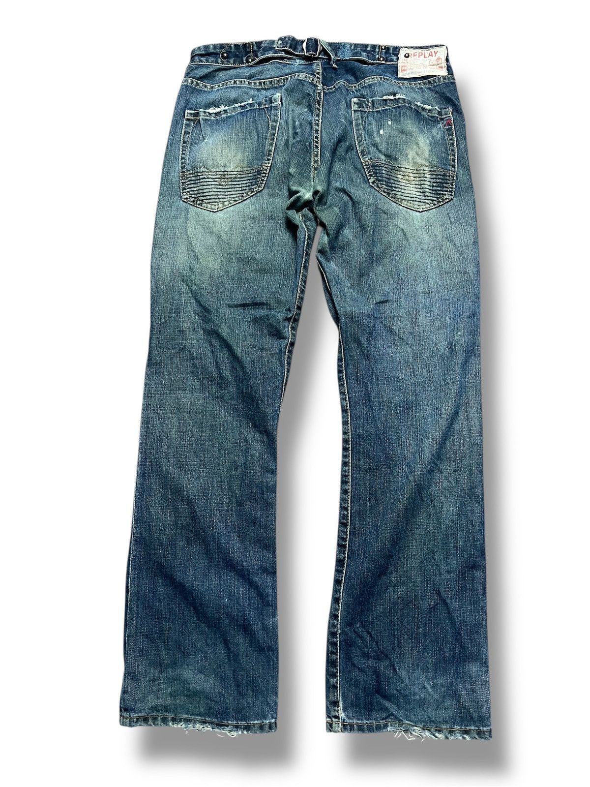 Replay VINTAGE Replay Blue Jeans Distressed Denim Straight Leg (45) Size US 34 / EU 50 - 2 Thumbnail