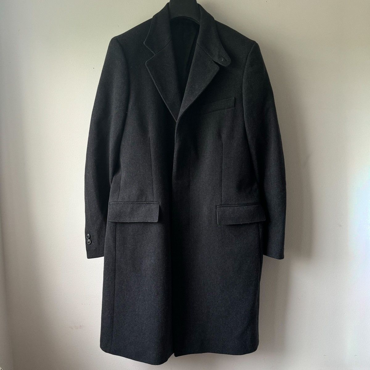 Pre-owned Maison Margiela Aw2004 Martin Margiela Gray Wool Long-coat In Dark Gray