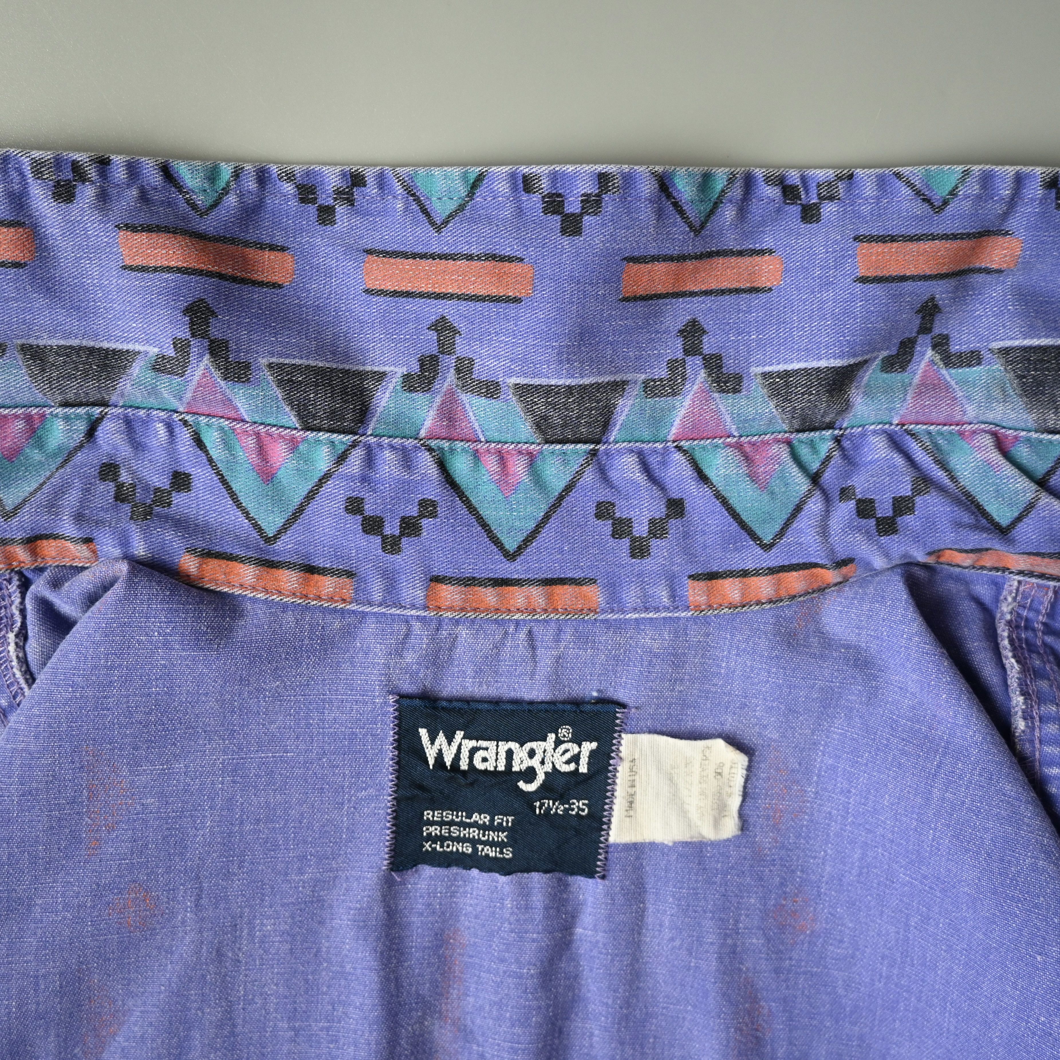 Vintage VTG Wrangler Brushpopper shirt Aztec Navajo soft purple 17.5 Size US XL / EU 56 / 4 - 13 Thumbnail