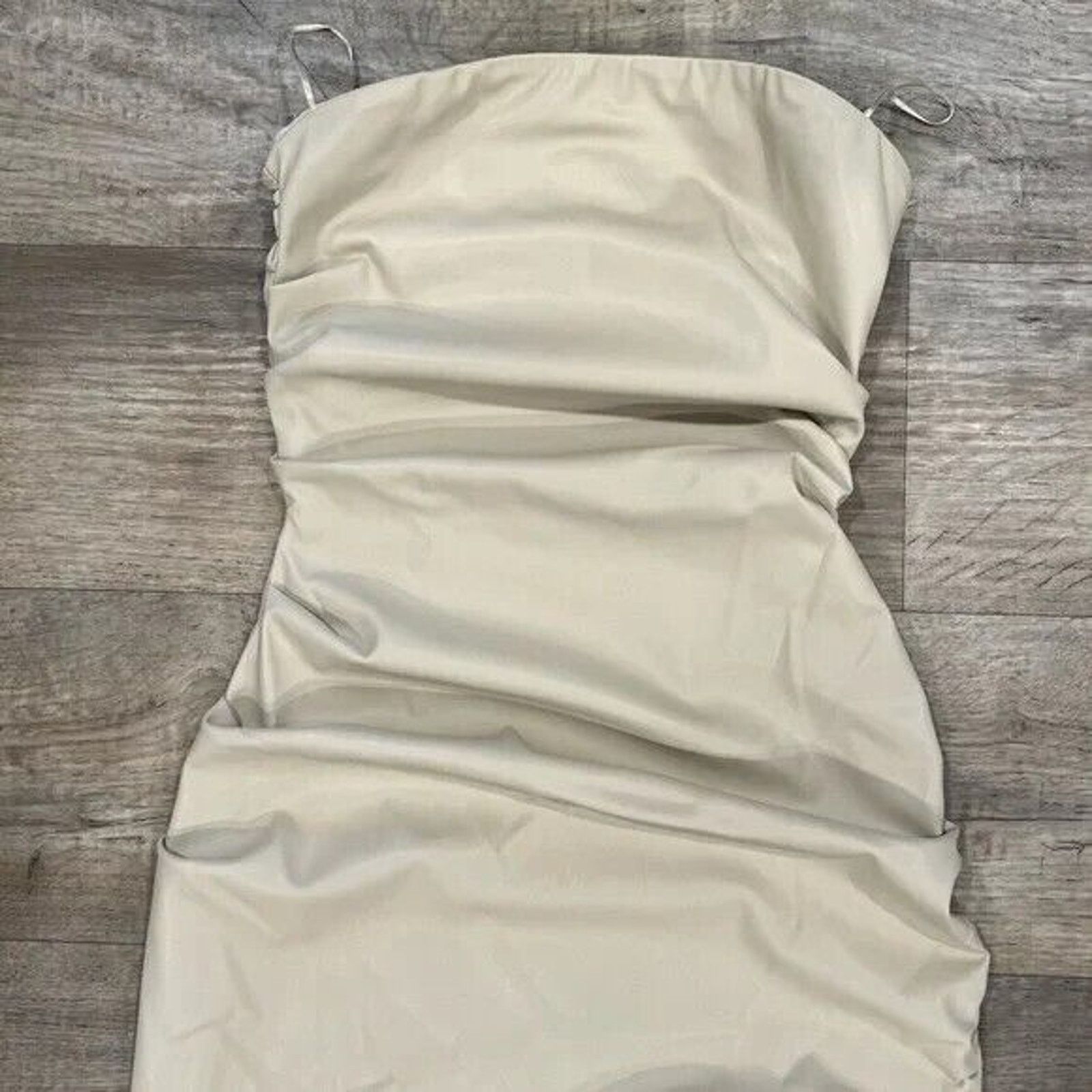 Zara ZARA Strapless Faux Leather Midi Dress NWT Beige Size M / US 6-8 / IT 42-44 - 23 Thumbnail