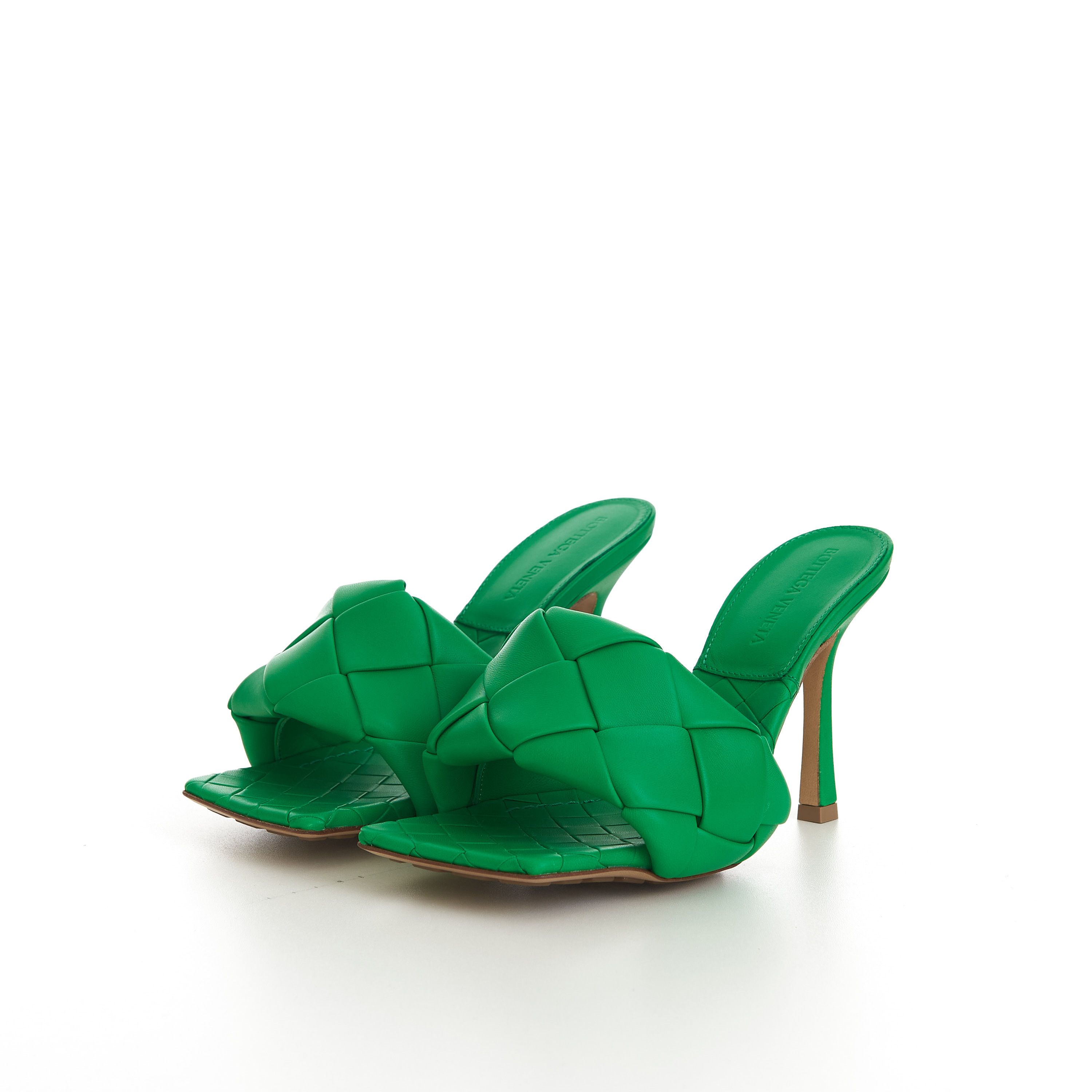 Bottega Veneta Lido Mules In Grass Green Intreccio Lambskin Leather Size US 7 / IT 37 - 4 Thumbnail
