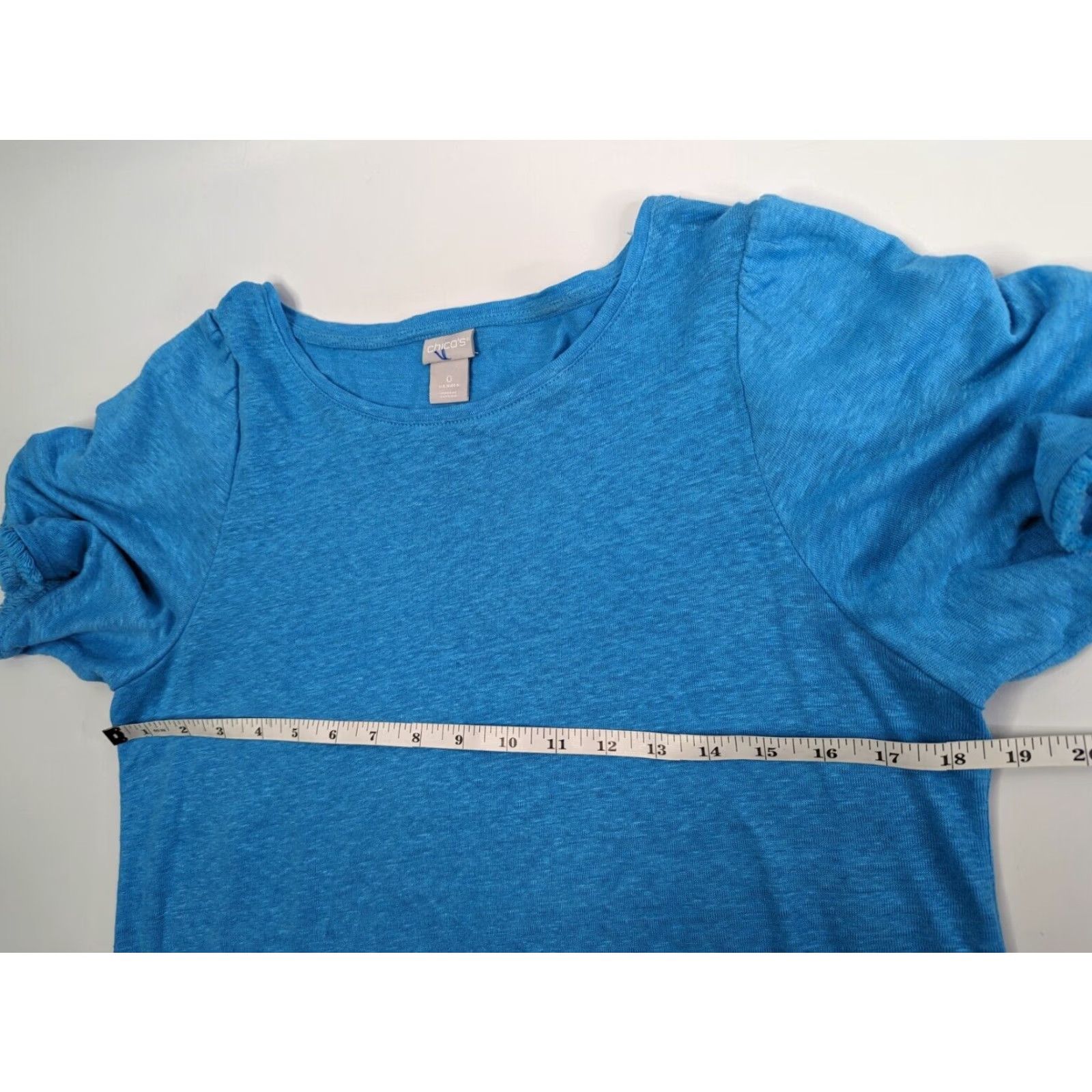 Vintage Chico's Women’s Blue Knit Linen Short Flutter Sleeve Top Sz 0 Small S Knit Linen Flutter Sleeve Shirt Womens Blue 570326950 Size S / US 4 / IT 40 - 4 Thumbnail