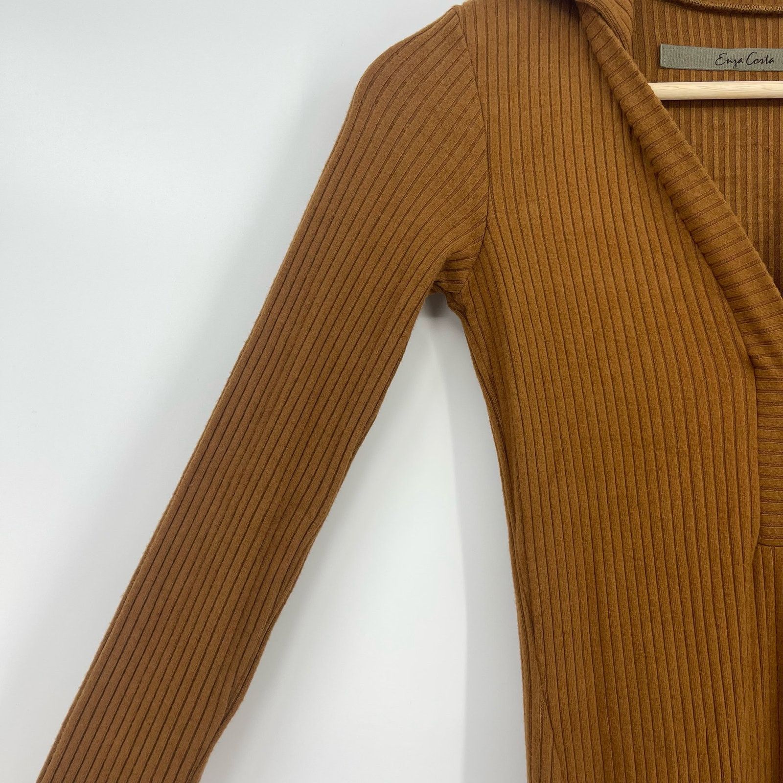Enza Costa Enza Costa | Rib Long Sleeve Step Hem Dress Cognac S Size S / US 4 / IT 40 - 5 Thumbnail