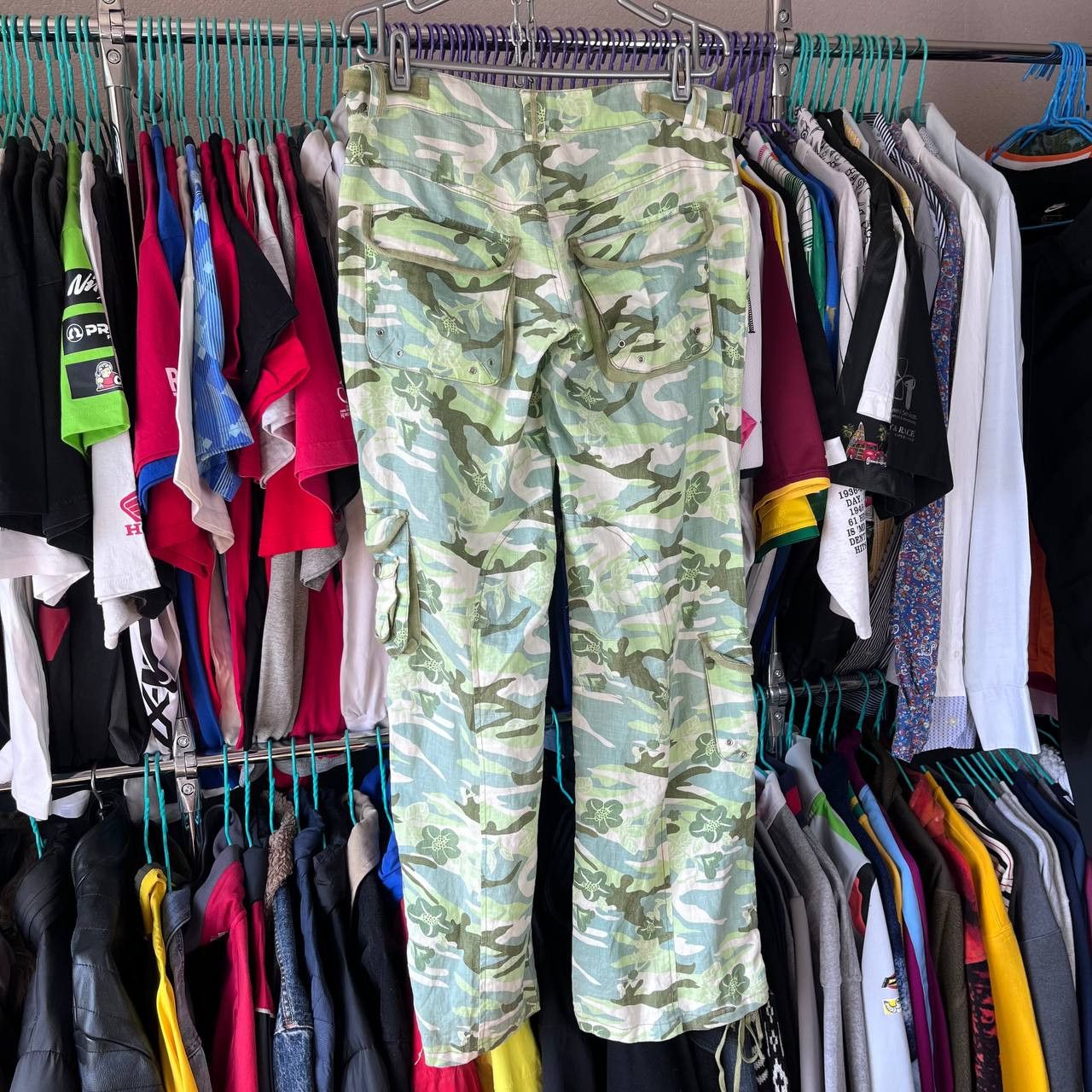 Vintage Y2K Military Camo Cargo Pants Solid Print Japanese Style Size 31" - 6 Thumbnail
