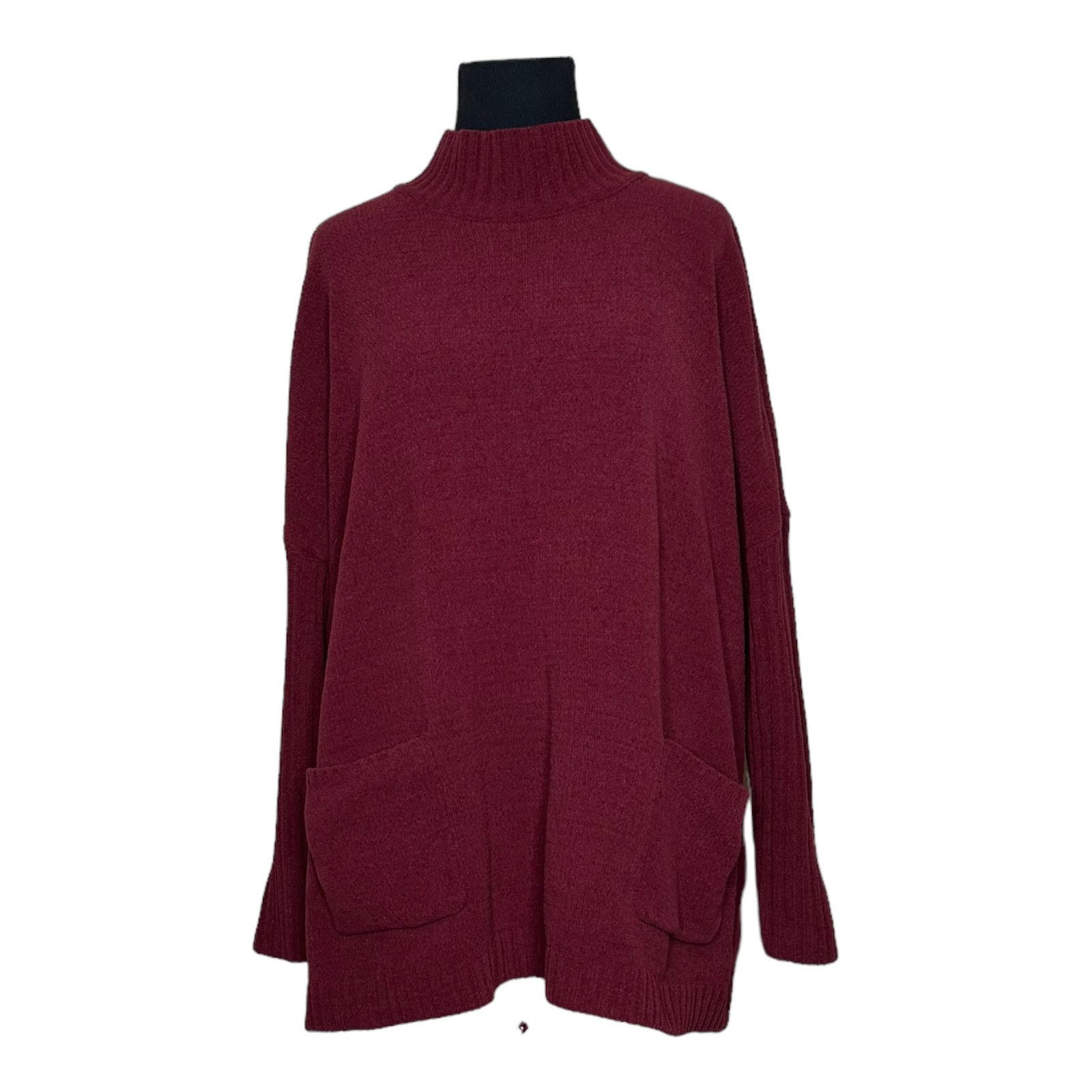 J. Jill J. Jill Chenille red high neck tunic sweater size LP Size L / US 10 / IT 46 - 1 Thumbnail