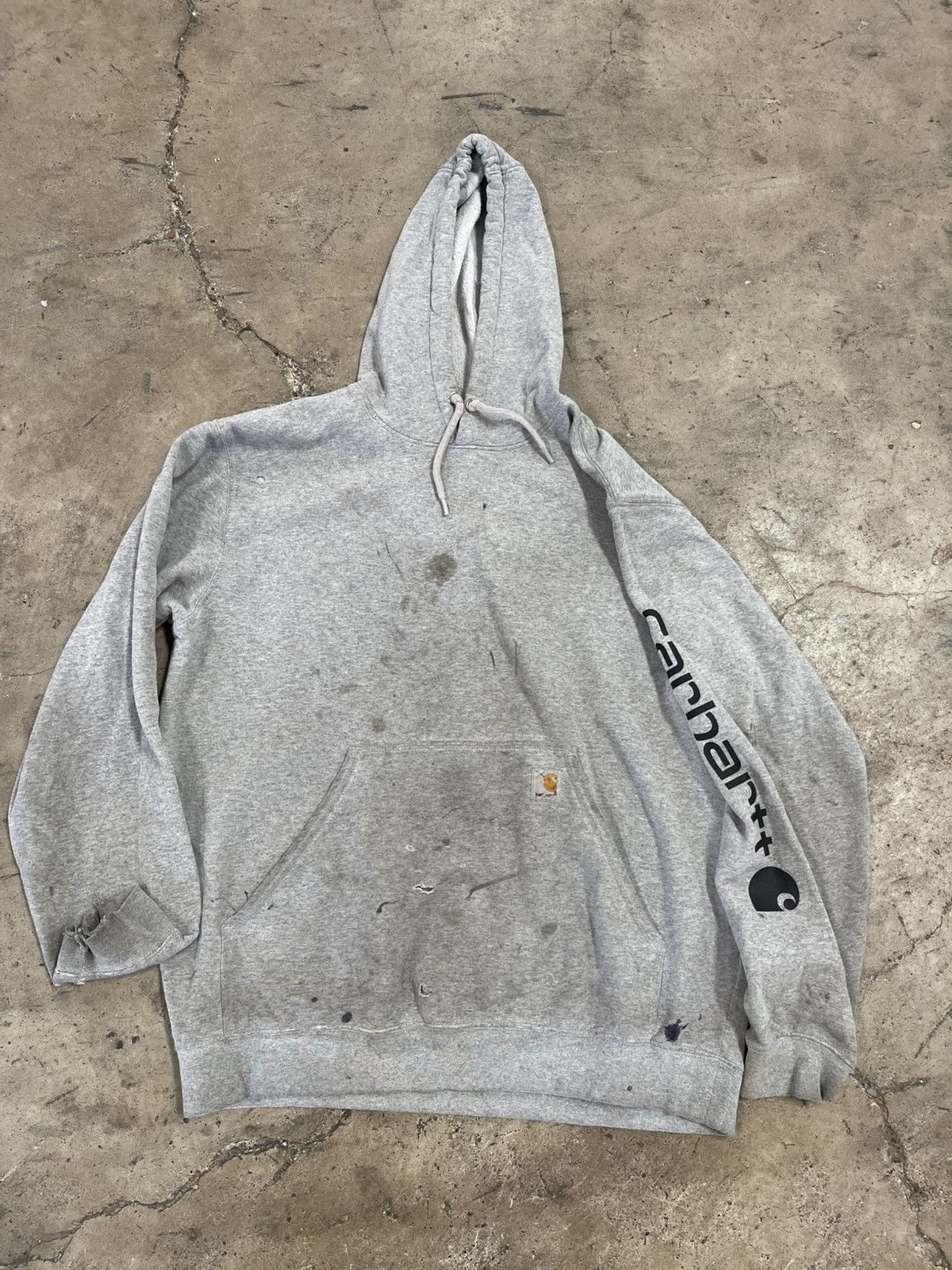 Carhartt × Carhartt Wip × Vintage PAINT DISTRESSED CARHARTT HOODIE Size US L / EU 52-54 / 3 - 1 Thumbnail