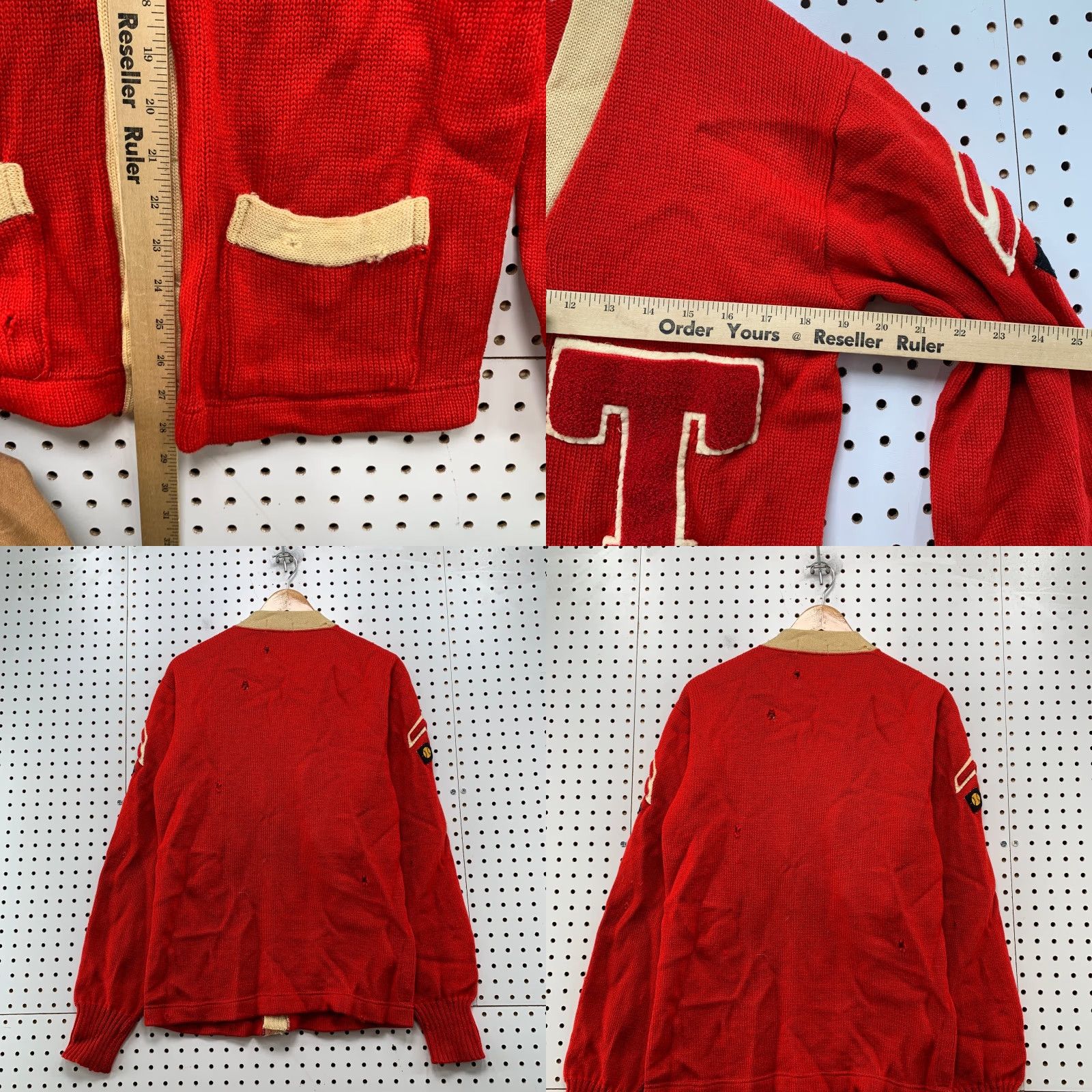Vintage VINTAGE Wessman Cardigan Wool Letterman Mens M Red 40s Distressed Sweater Size US M / EU 48-50 / 2 - 9 Thumbnail
