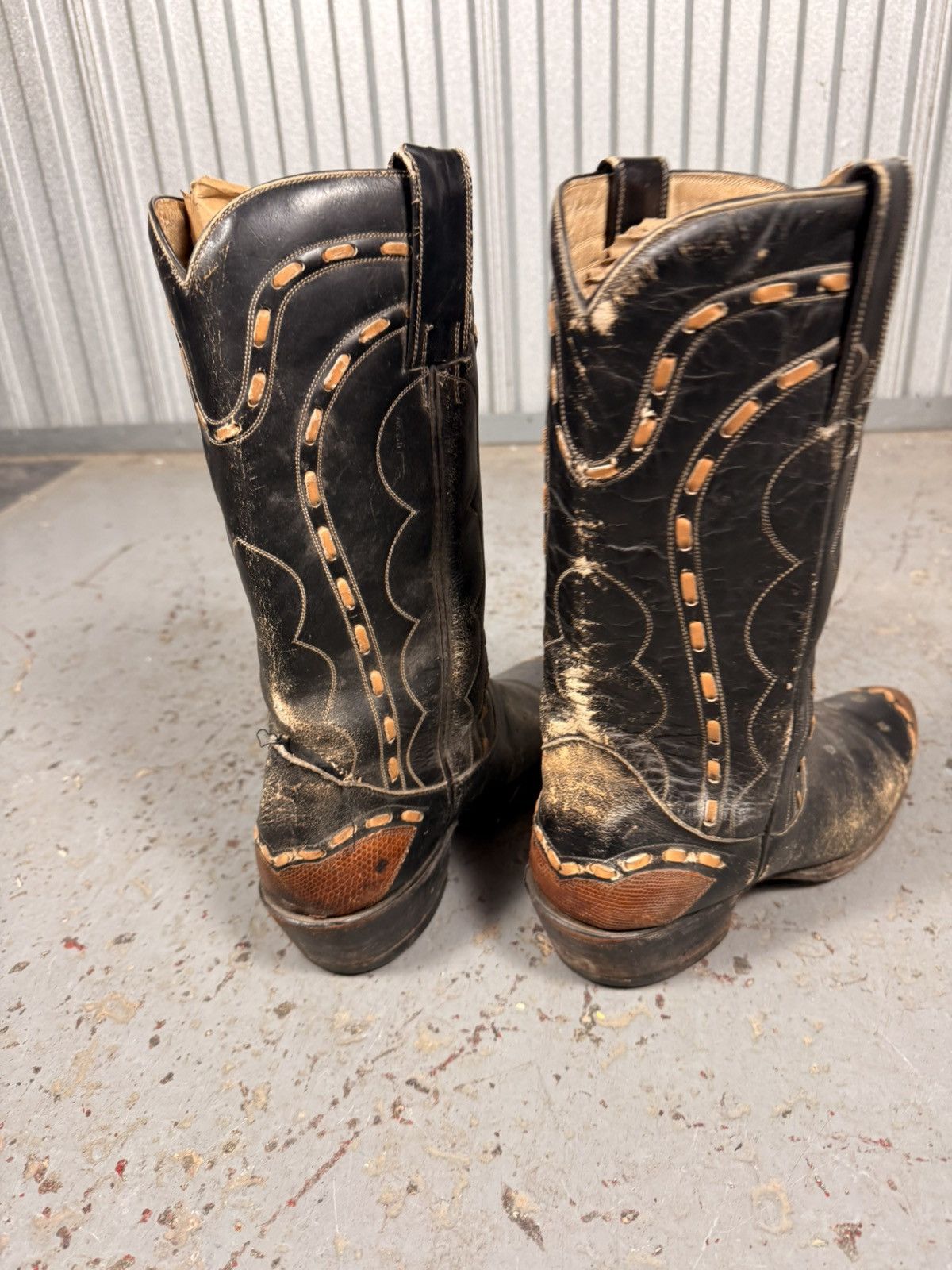 Vaquera 80s Vintage Vaquero Distressed Brown Lizard Toe Cowboy Boots Size US 9 / EU 42 - 11 Thumbnail