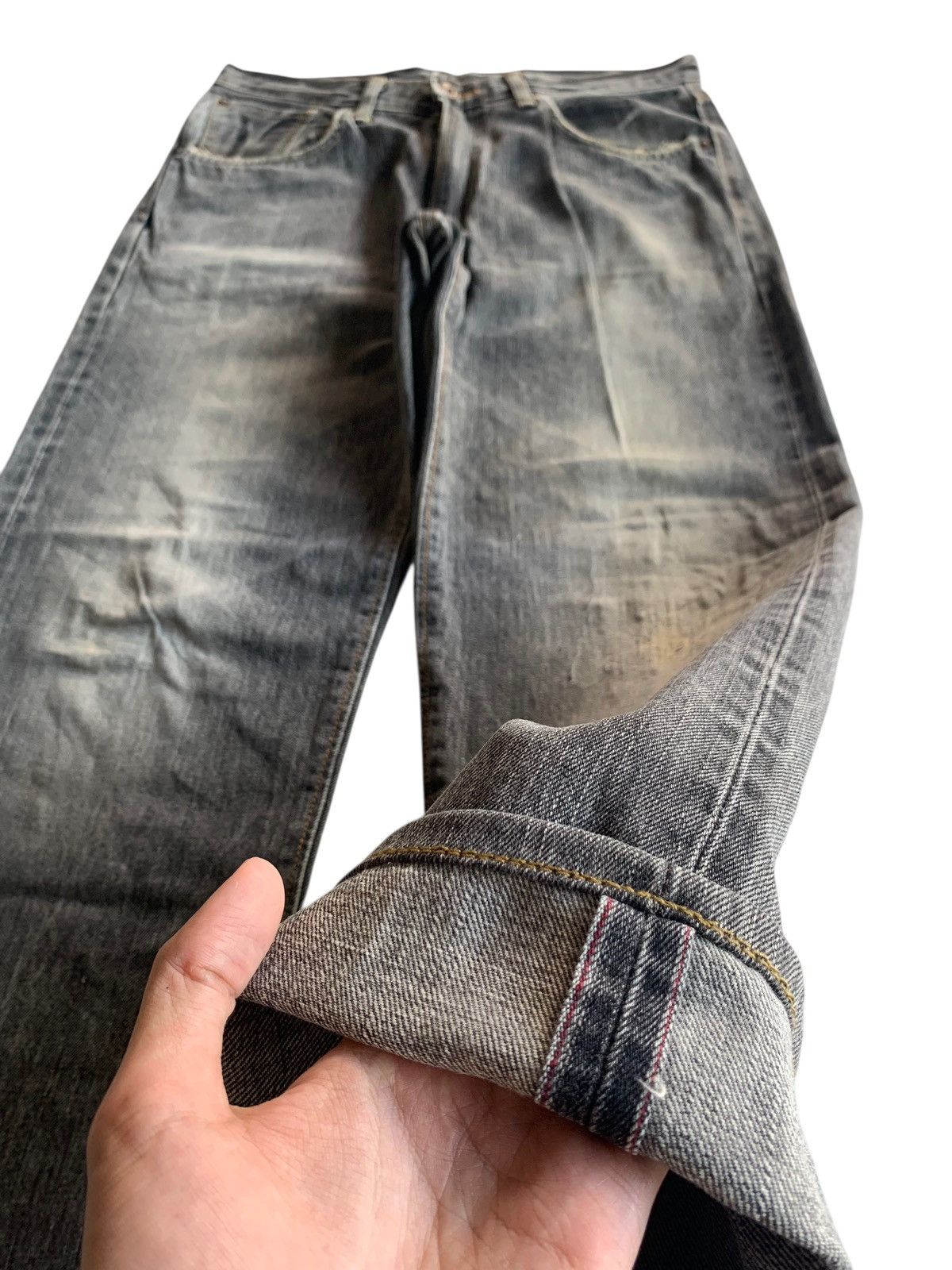 Edwin VINTAGE EDWIN 505Z SELVEDGE FADED & RUSTY DISTRESSED DENIM Size US 31 - 5 Thumbnail