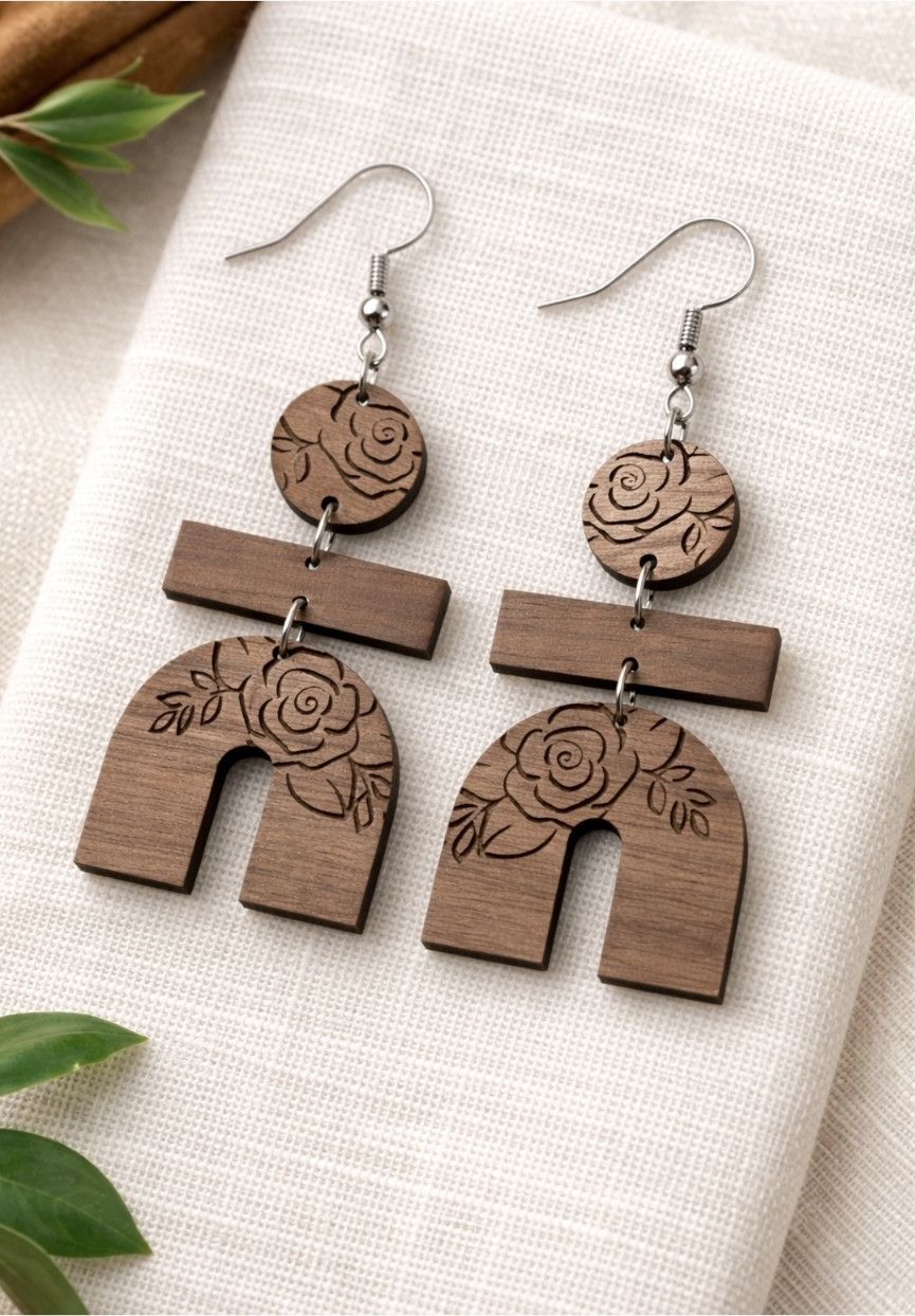 Other Walnut Rose Arch Earrings Size ONE SIZE - 2 Thumbnail