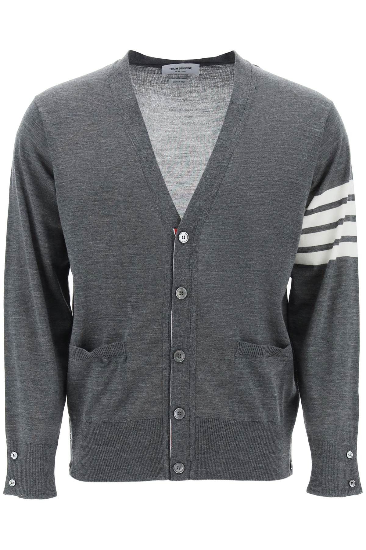 image of Thom Browne 4-Bar Cardigan in Grigio, Men's (Size XL)