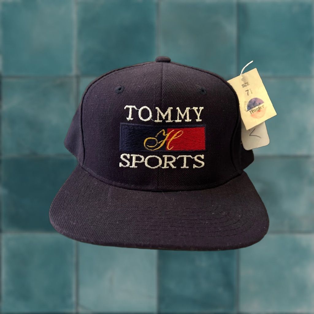 Vintage VINTAGE Tommy Sports Baseball Cap Adult Size 7 1/4 Navy Embroidered Logo Deadstock NWT 90s Sports Hat Size ONE SIZE - 1 Thumbnail
