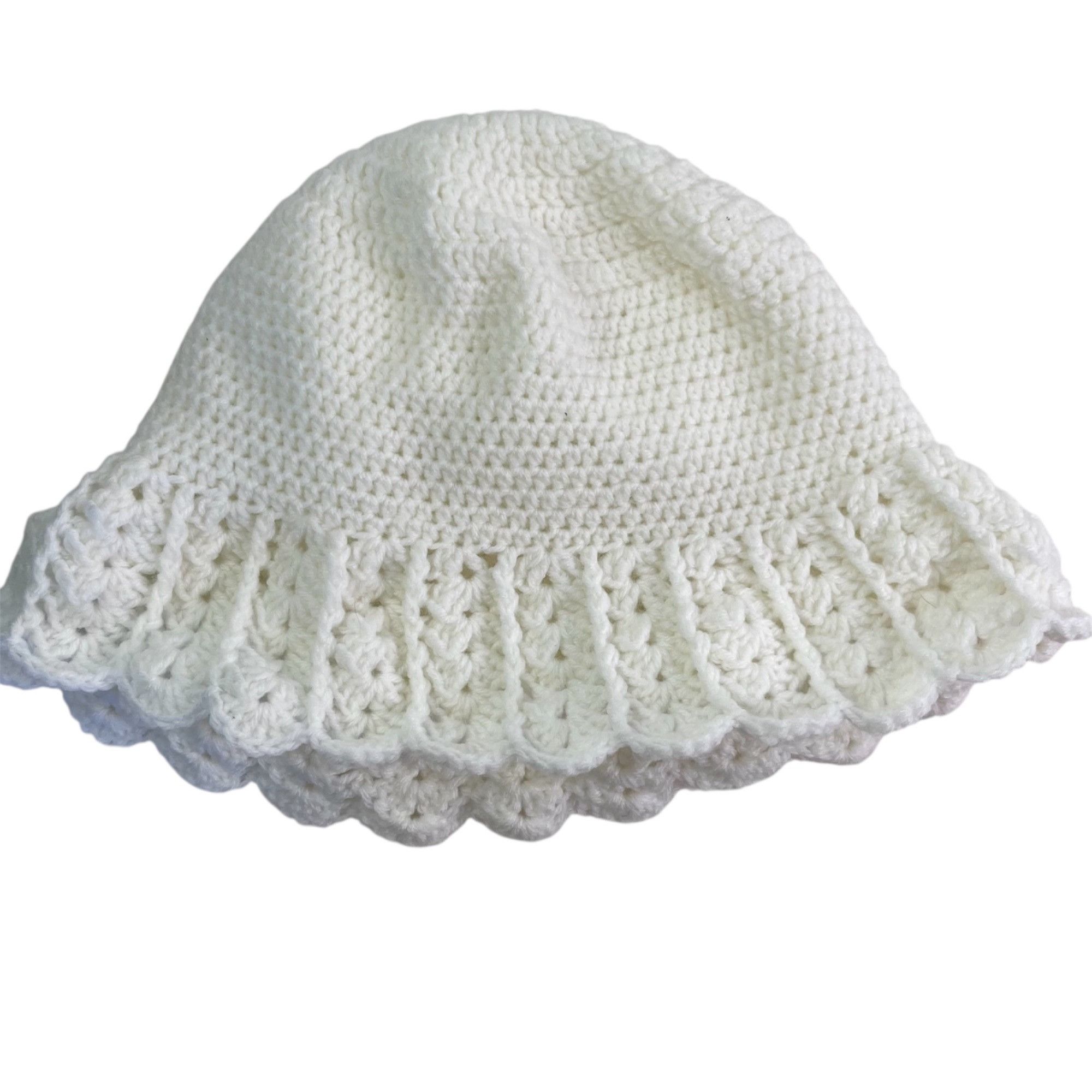 Handmade Crochet Bucket Hat Retro Cloche Style White Handmade Adult S Size ONE SIZE - 7 Thumbnail