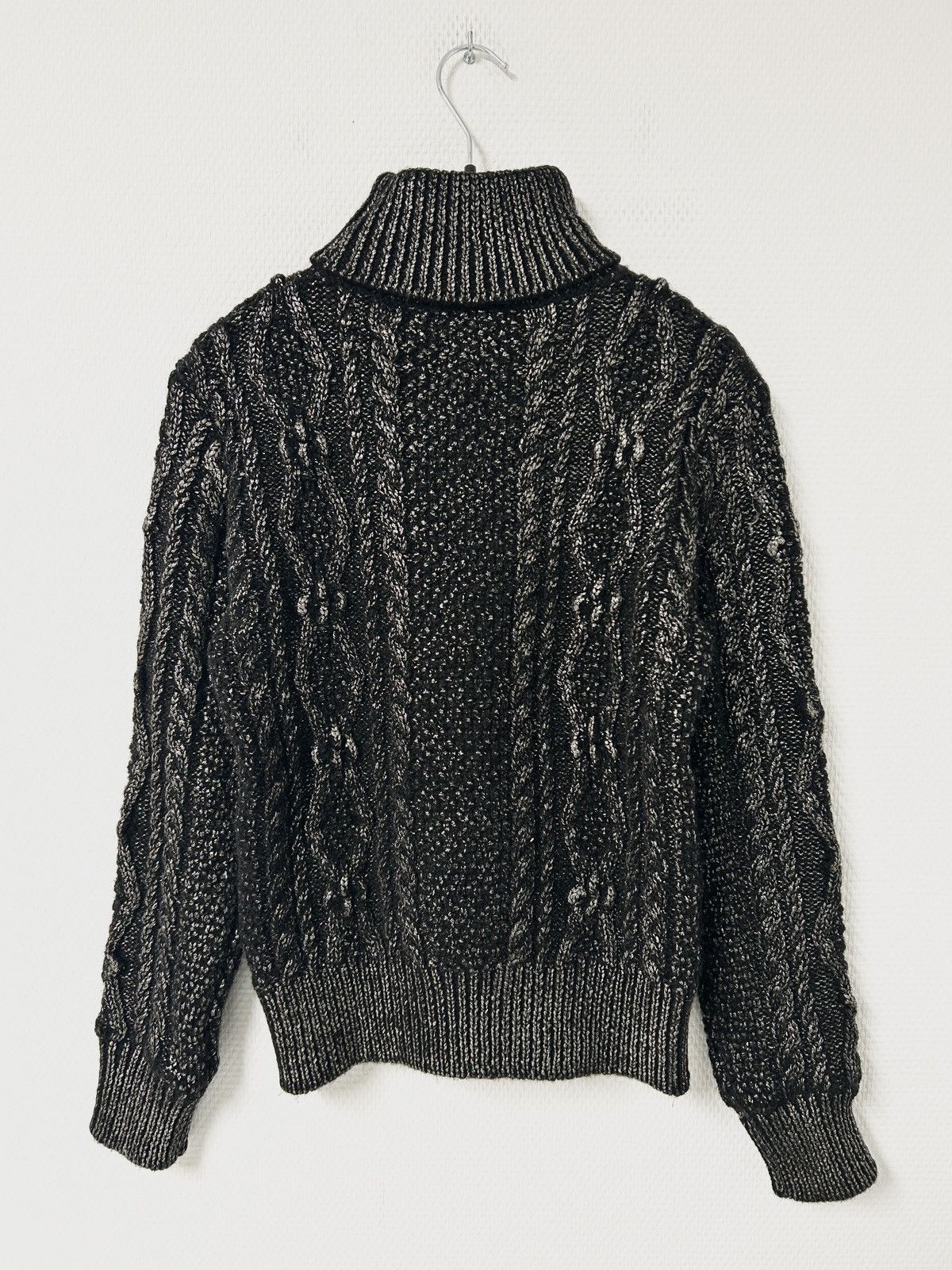Saint Laurent Paris FW2018 Silver Glazed Heavyweight Cable Turtleneck Knit Size US XS / EU 42 / 0 - 2 Thumbnail