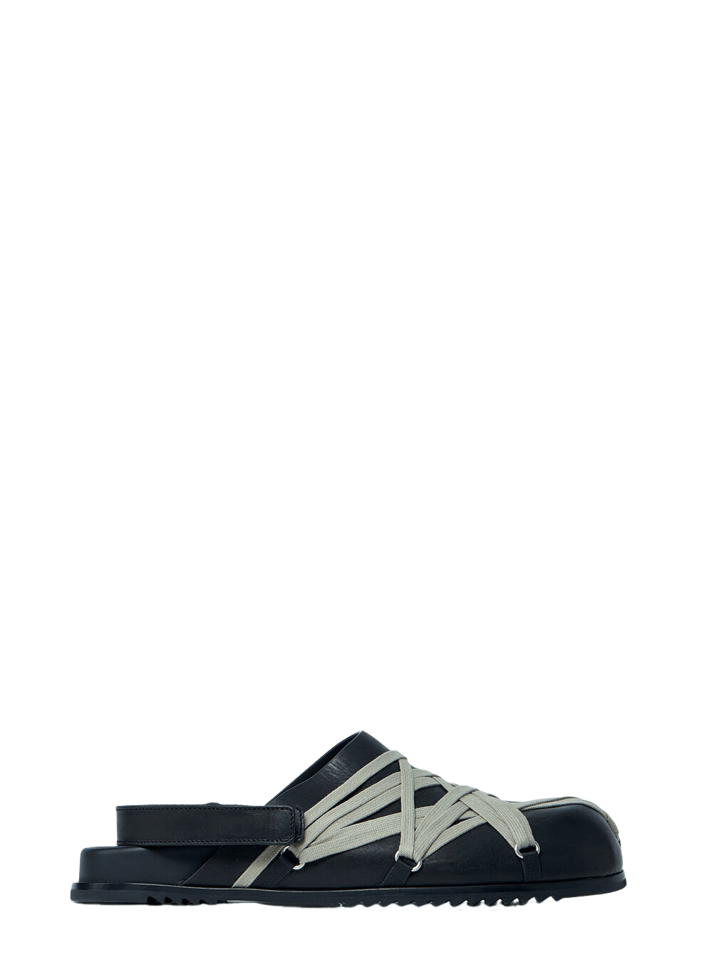 RICK OWENS CONCORDIANS Megalaced Black Leather Mules