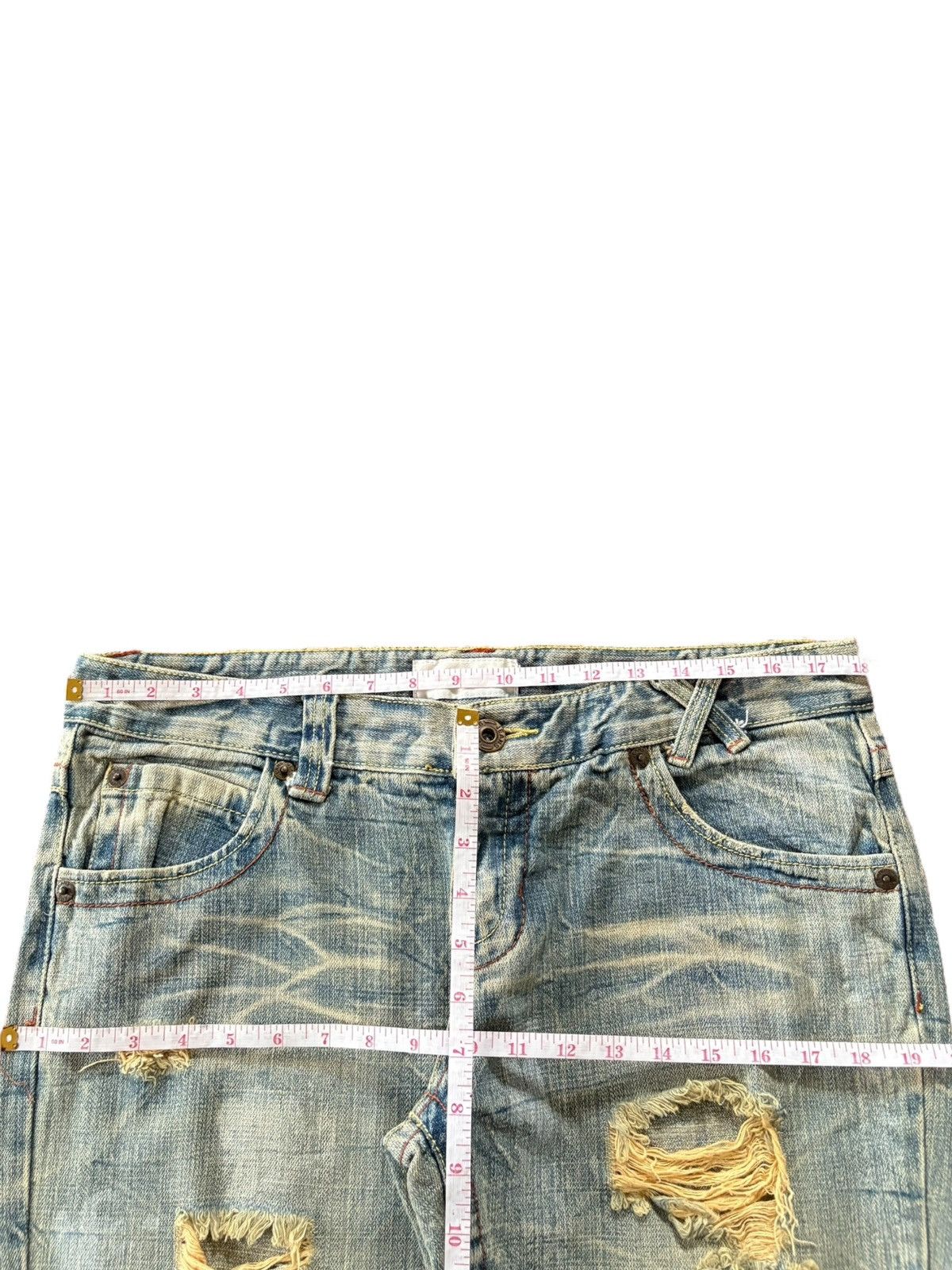 If Six Was Nine Vintage Japanese Brand Heavy Distress Rusty Wash Flare Jeans Size 36" / US 14 / IT 50 - 6 Thumbnail