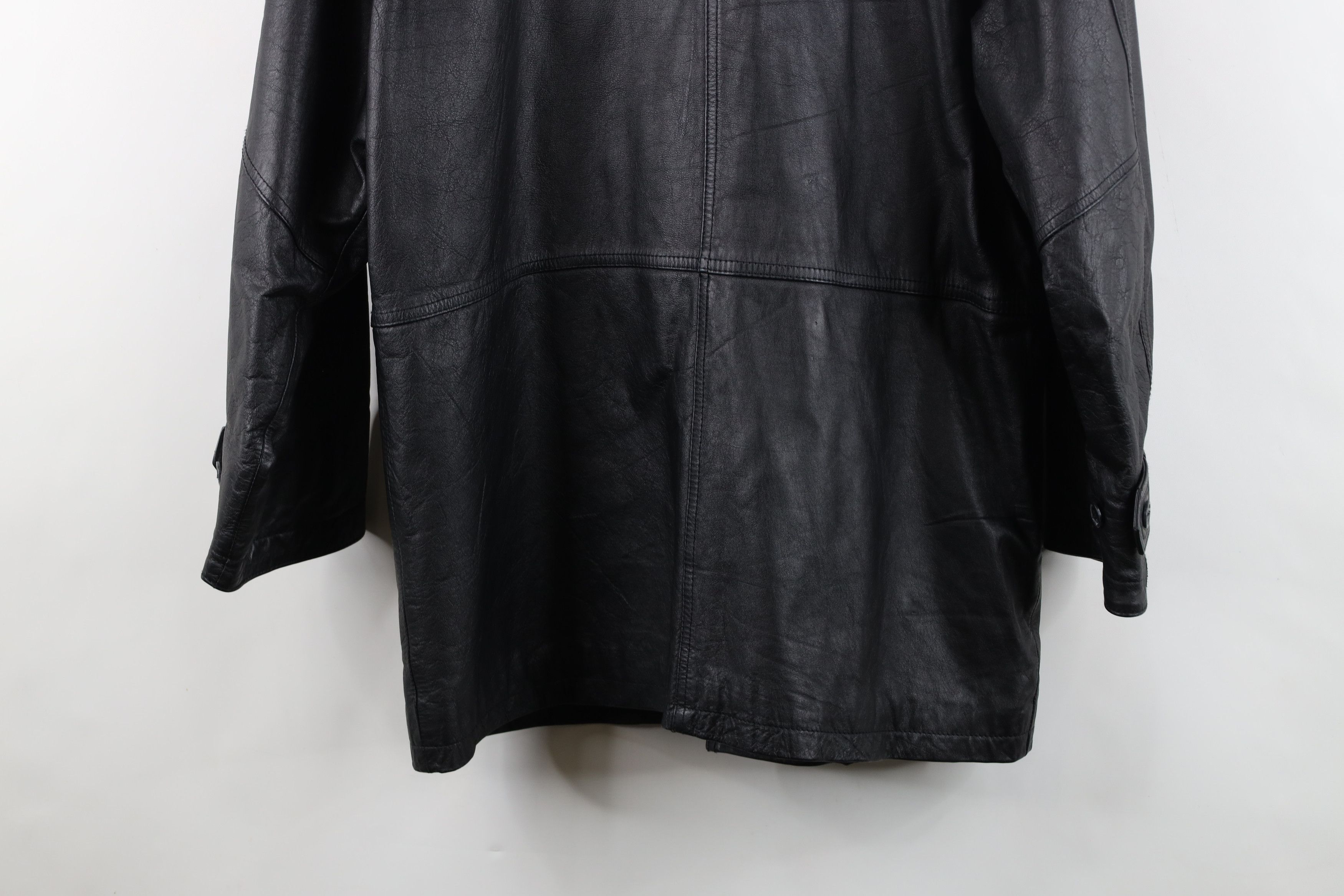 Vintage Vintage 90s Streetwear Leather Chore Barn Jacket Black Size M / US 6-8 / IT 42-44 - 14 Thumbnail